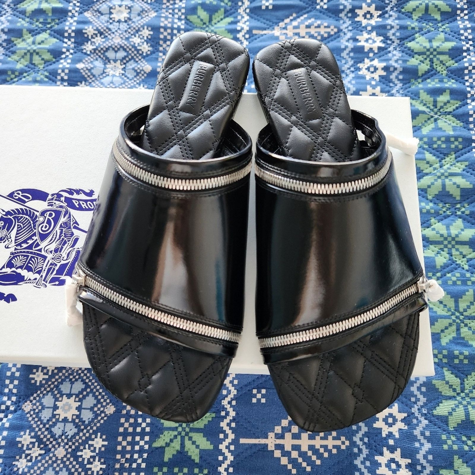 Burberry BURBERRY Leather Zip Sandals Black 37 Designer Quiet Luxury Size US 6 / IT 36 - 2 Thumbnail
