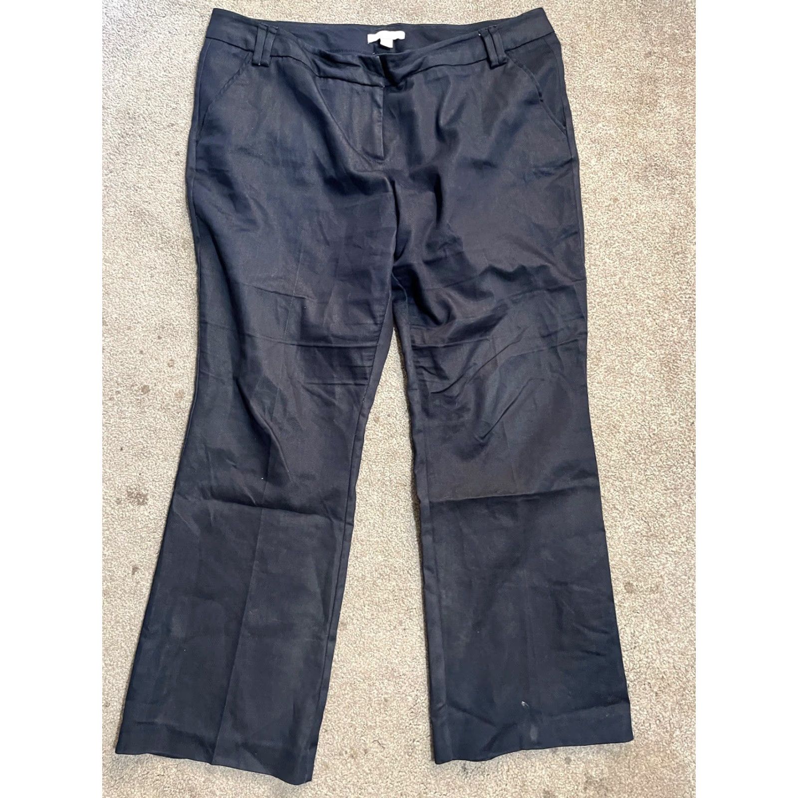 Vintage New York & Company Dress Pants Womens 16P Navy Blue Wide-Leg Stretch Twill Pockets Business Women’s Pants Size 38" / US 16 / IT 52 - 2 Thumbnail