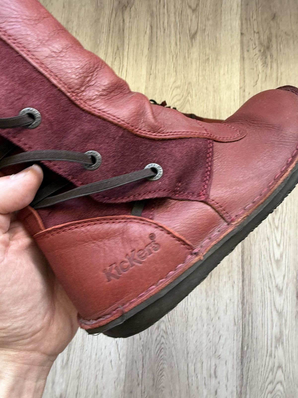 Kickers Kickers Red Leather Avant-Garde Back Lace Boots EU 38 Size US 7.5 / IT 37.5 - 7 Thumbnail