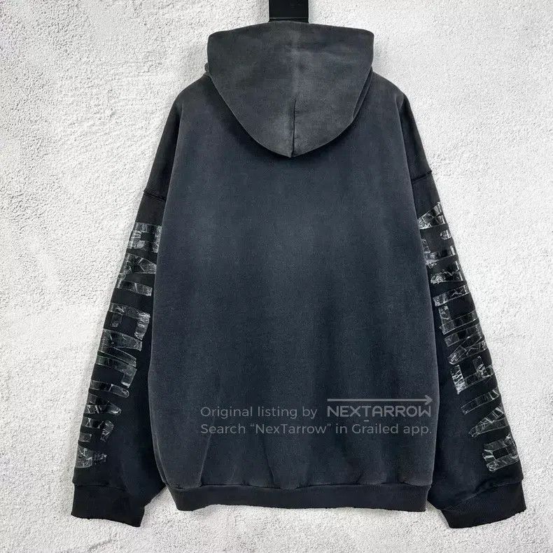 Balenciaga Balenciaga Black Letter Tape Hooded Sweatshirt Size US M / EU 48-50 / 2 - 2 Thumbnail