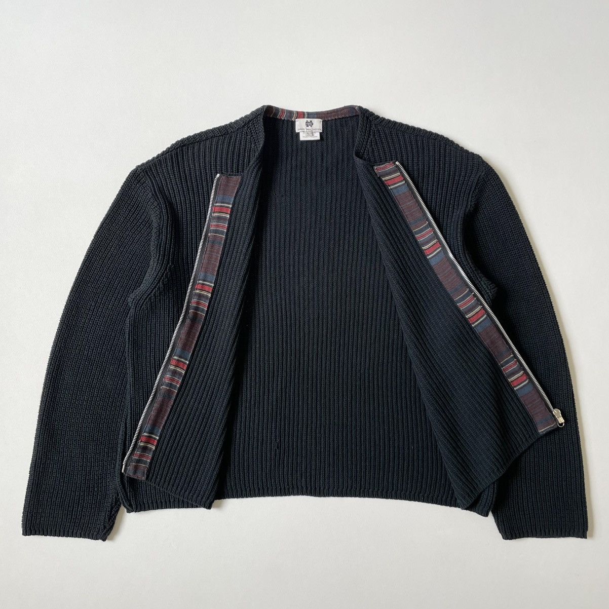 Dries Van Noten 1990s Ribbed Zip Knit Cotton Cardigan Size US L / EU 52-54 / 3 - 11 Thumbnail