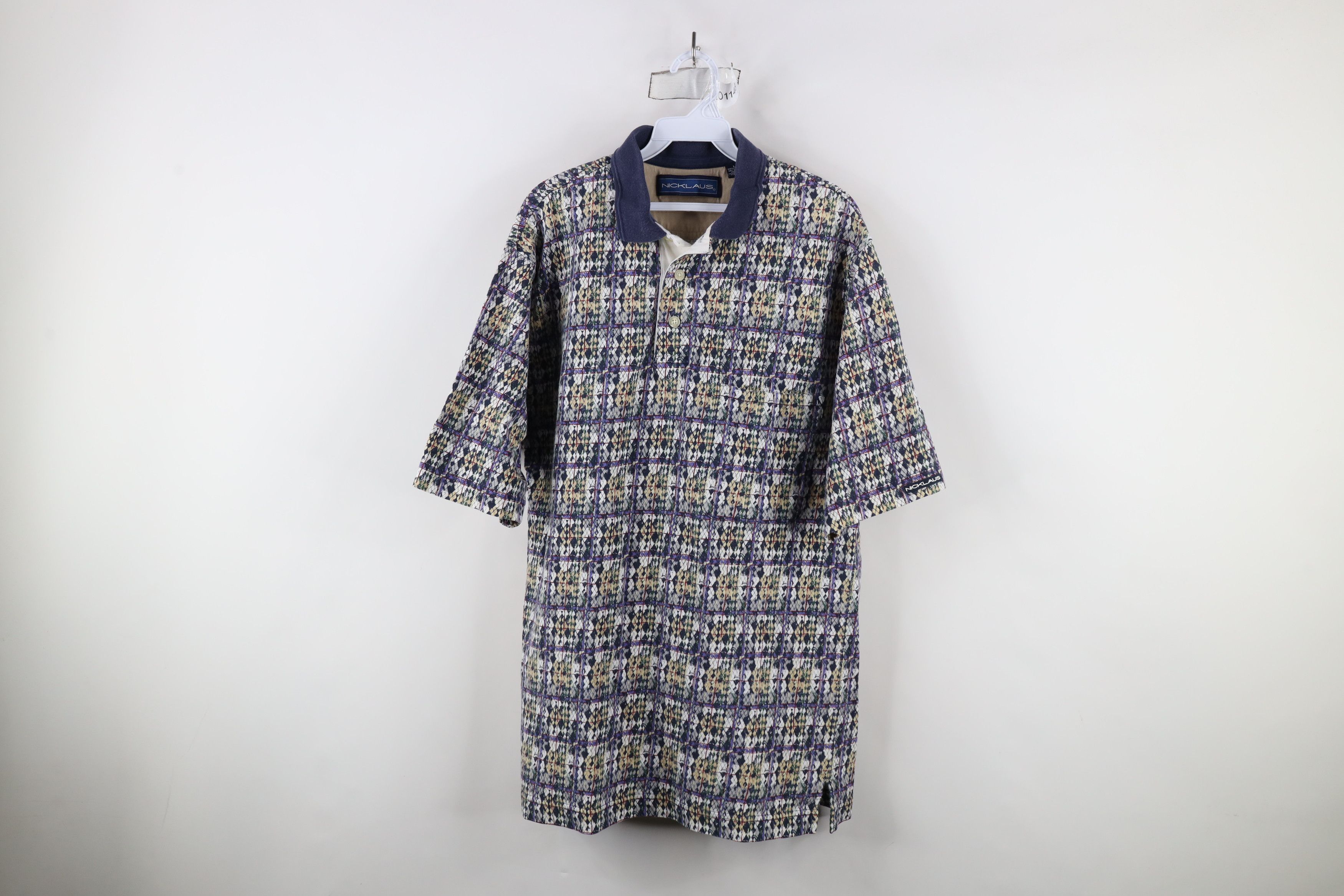 Vintage Vintage 90s Streetwear Abstract Plaid Golf Polo Shirt Size US L / EU 52-54 / 3 - 1 Thumbnail