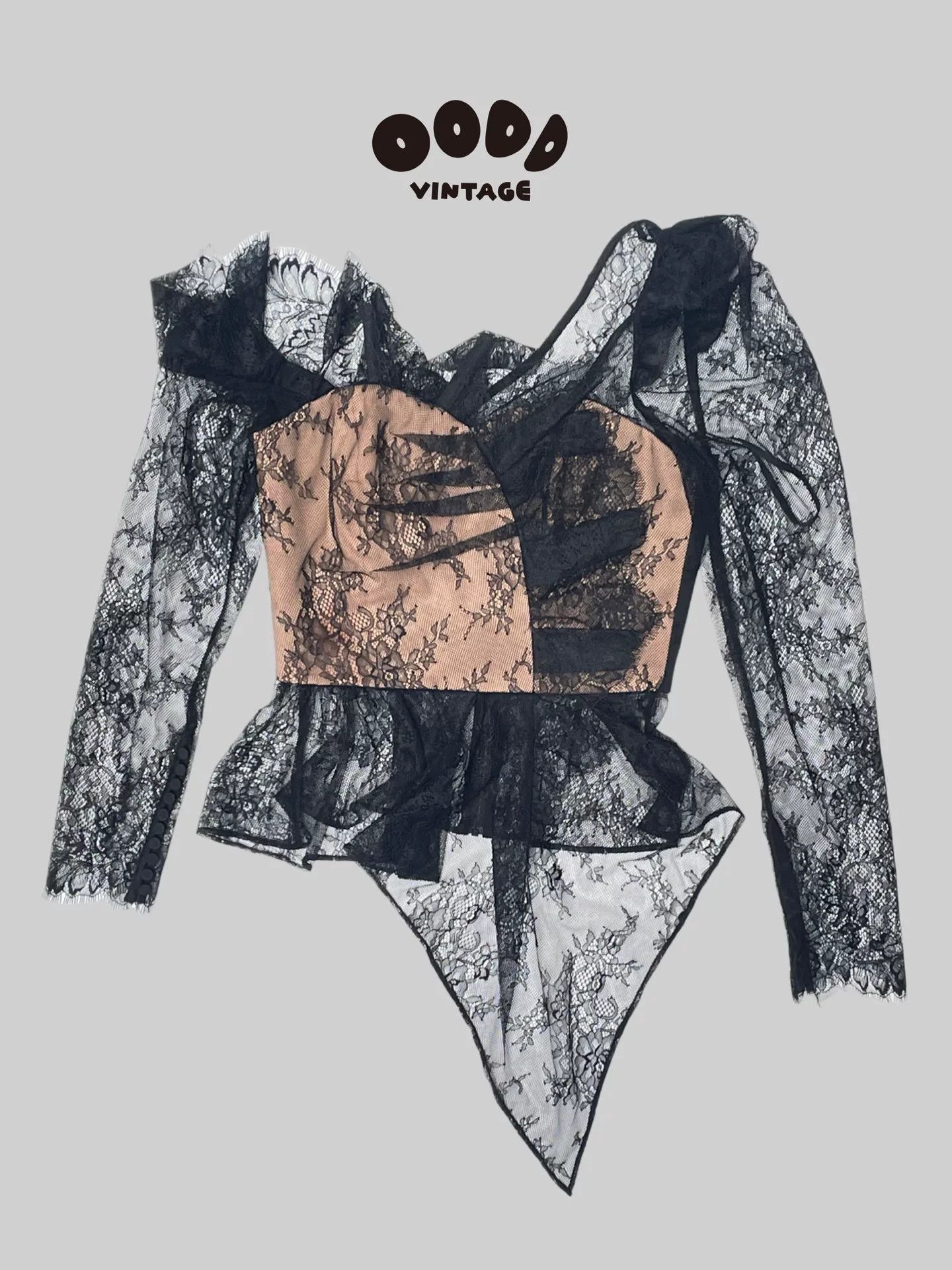 Self-Portrait Asymmetrical Lace Peplum Top Size S / US 4 / IT 40 - 1 Thumbnail