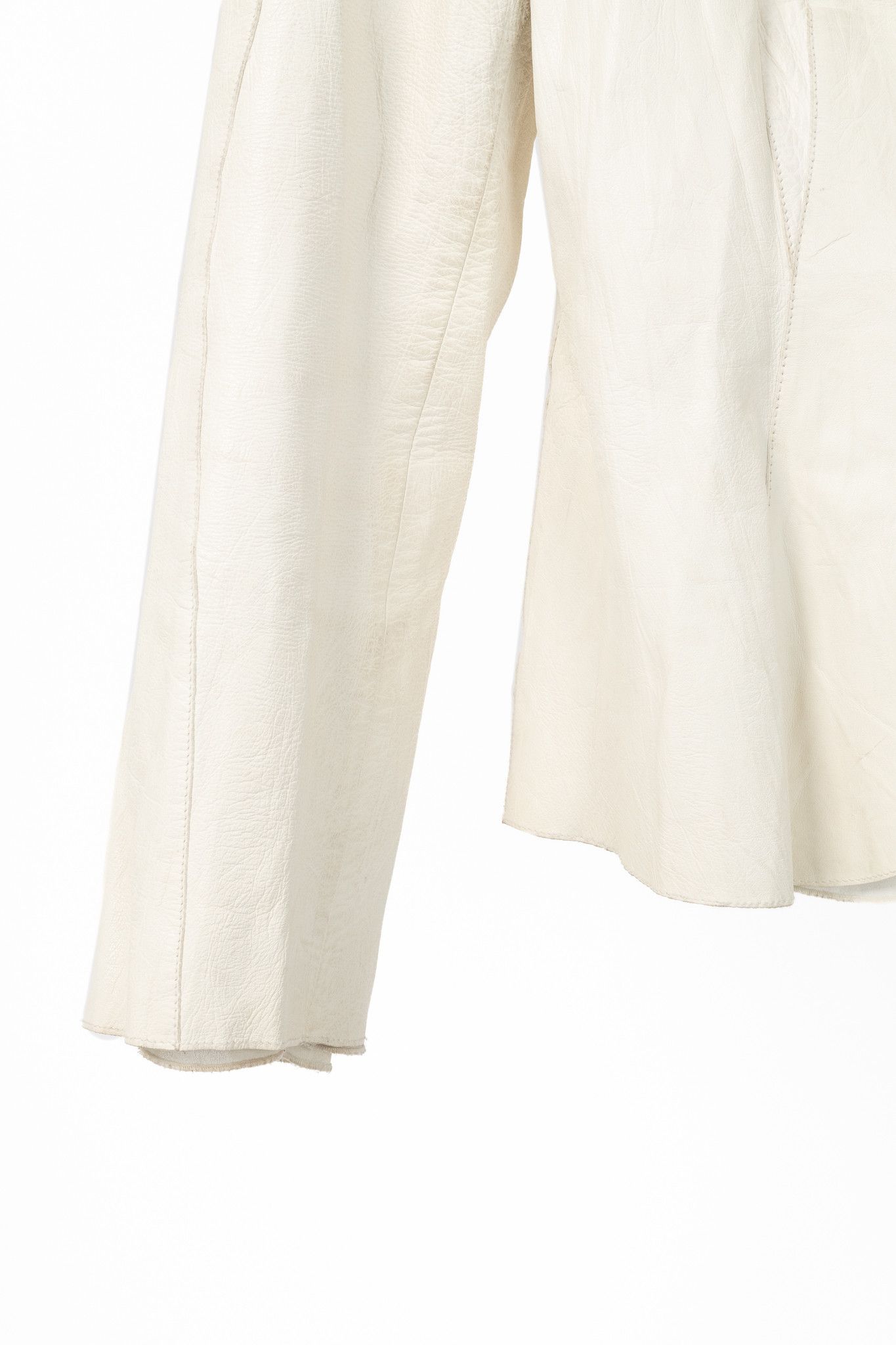 Armani Collezioni Armani Collezioni Cream Leather Shawl-Lapel Blazer Size L / US 10 / IT 46 - 7 Thumbnail