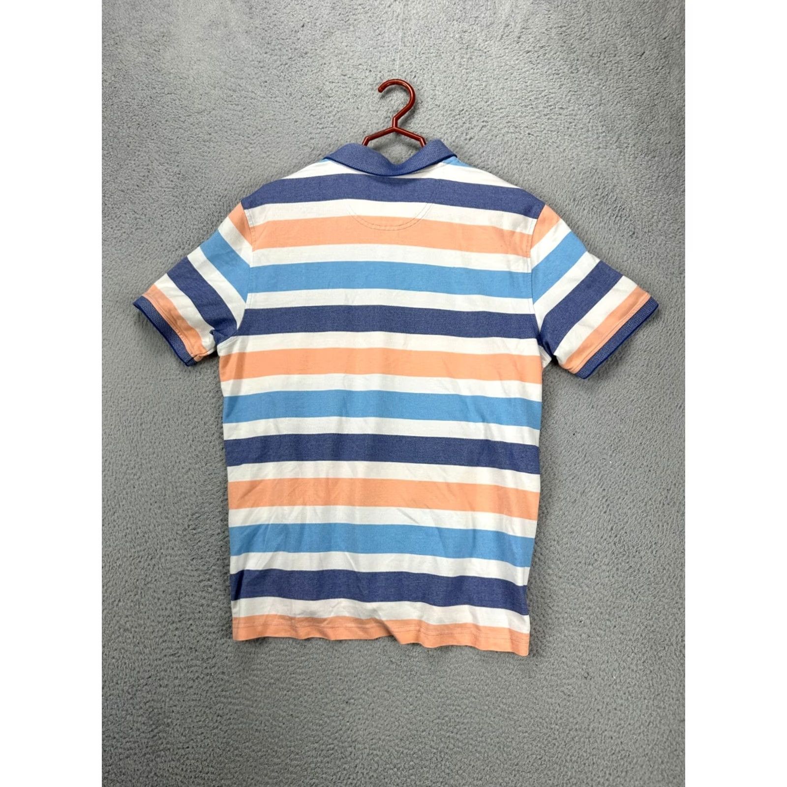 Izod Izod The Advantage Polo Shirt Mens XL Orange Blue Stripe Short Sleeve Golf Rugby Casual Outdoor Walking Comfort Size US XL / EU 56 / 4 - 3 Thumbnail