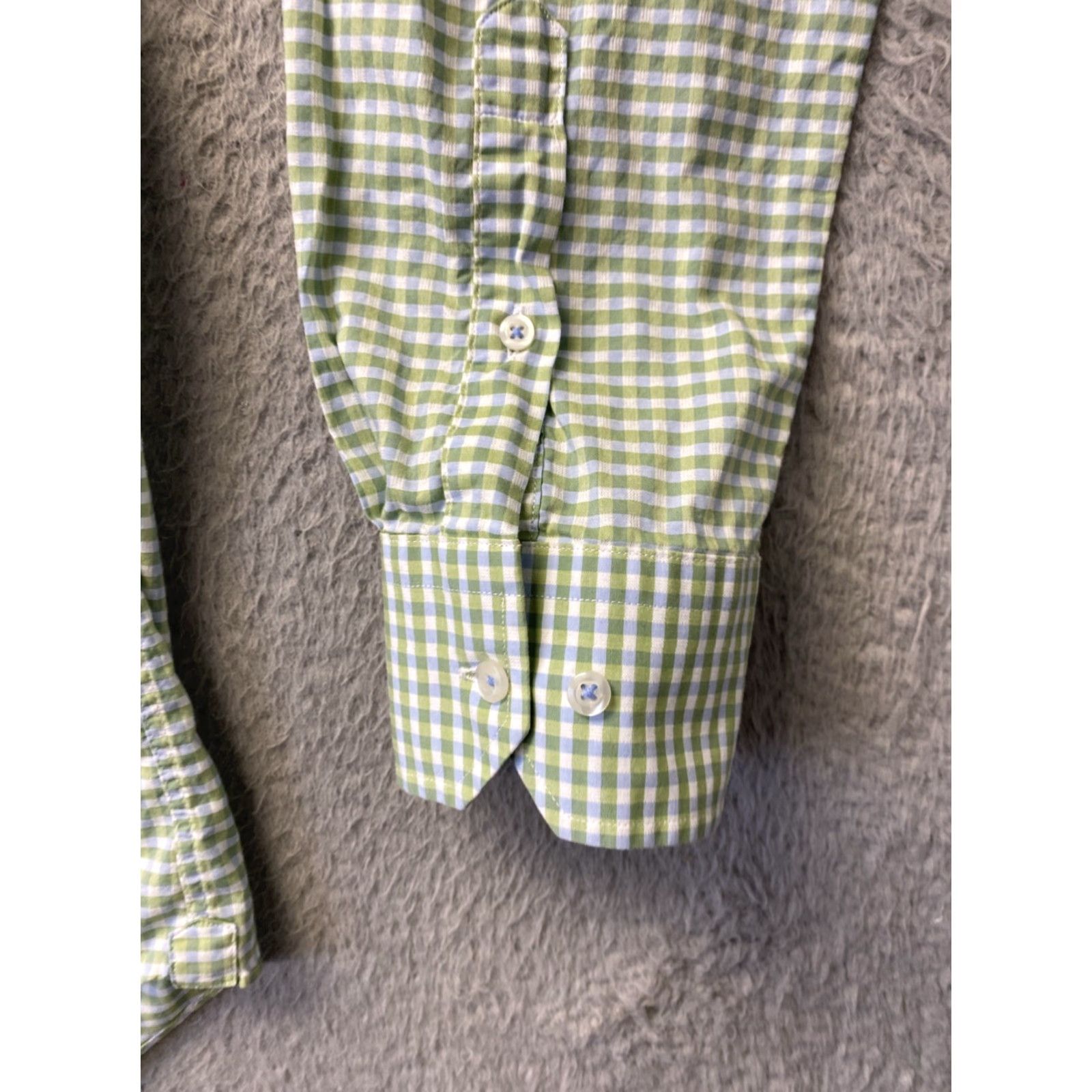 David Donahue David Donahue Dress Shirt Mens XL Green Micro Check Slim Long Sleeve Button Front 0330 Size 46R - 5 Thumbnail