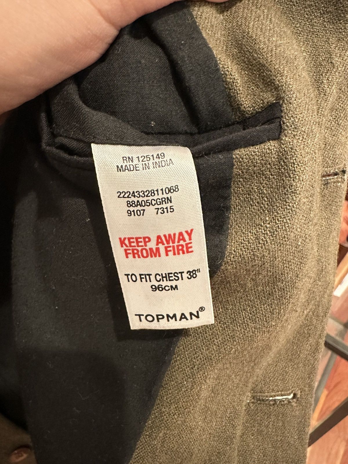 Topman 3 Button Wool & Cotton Suit Size 38R - 4 Thumbnail
