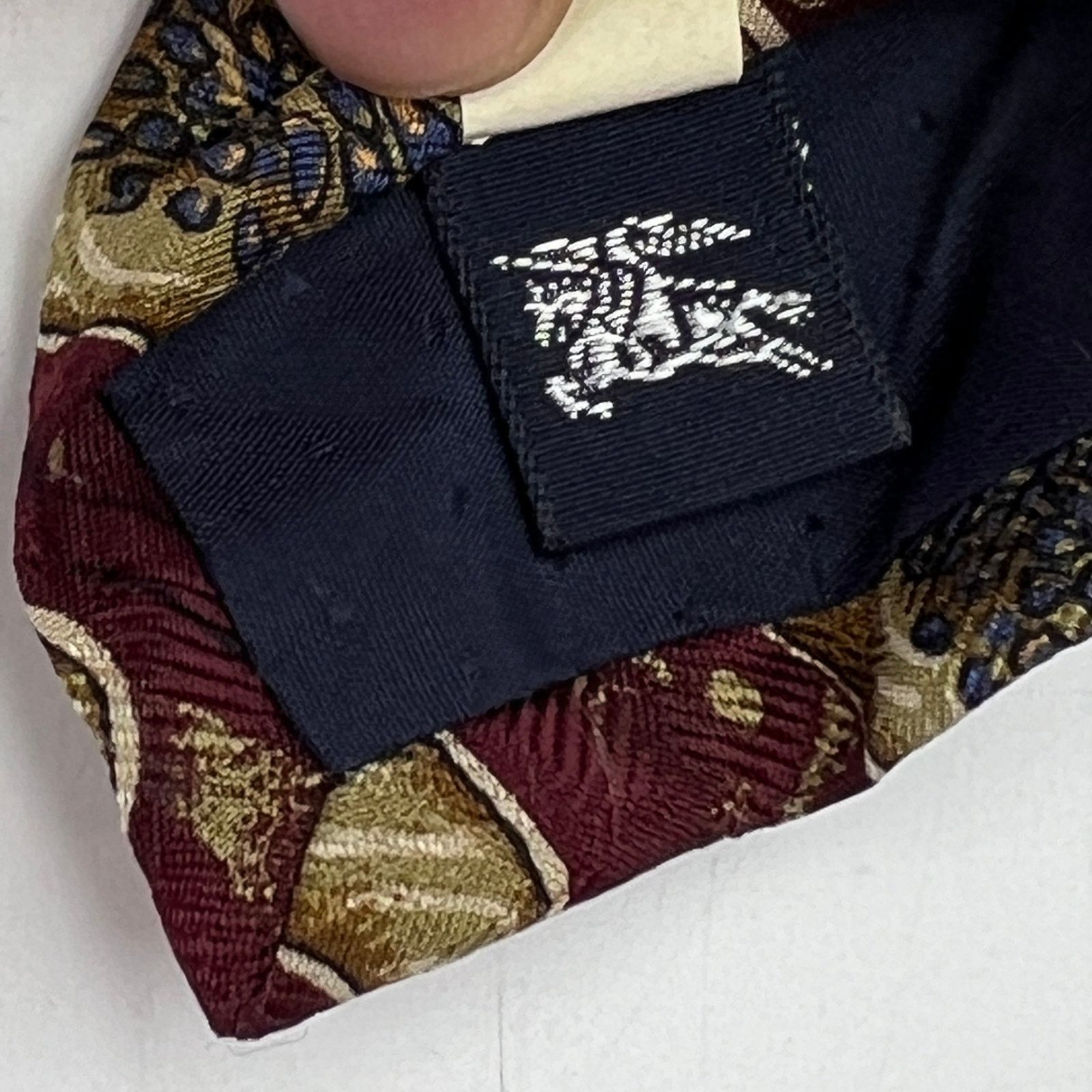 Burberry Silk Tie Burgundy Red Paisley Printed