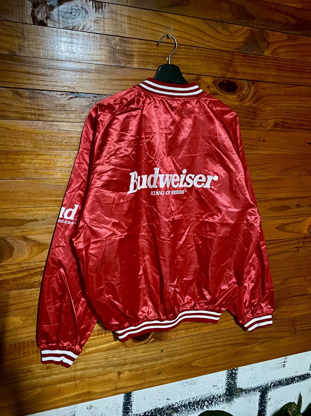 Budweiser Vintage Budweiser “King of Beers” Red Satin Bomber Jacket Size US L / EU 52-54 / 3 - 5 Thumbnail