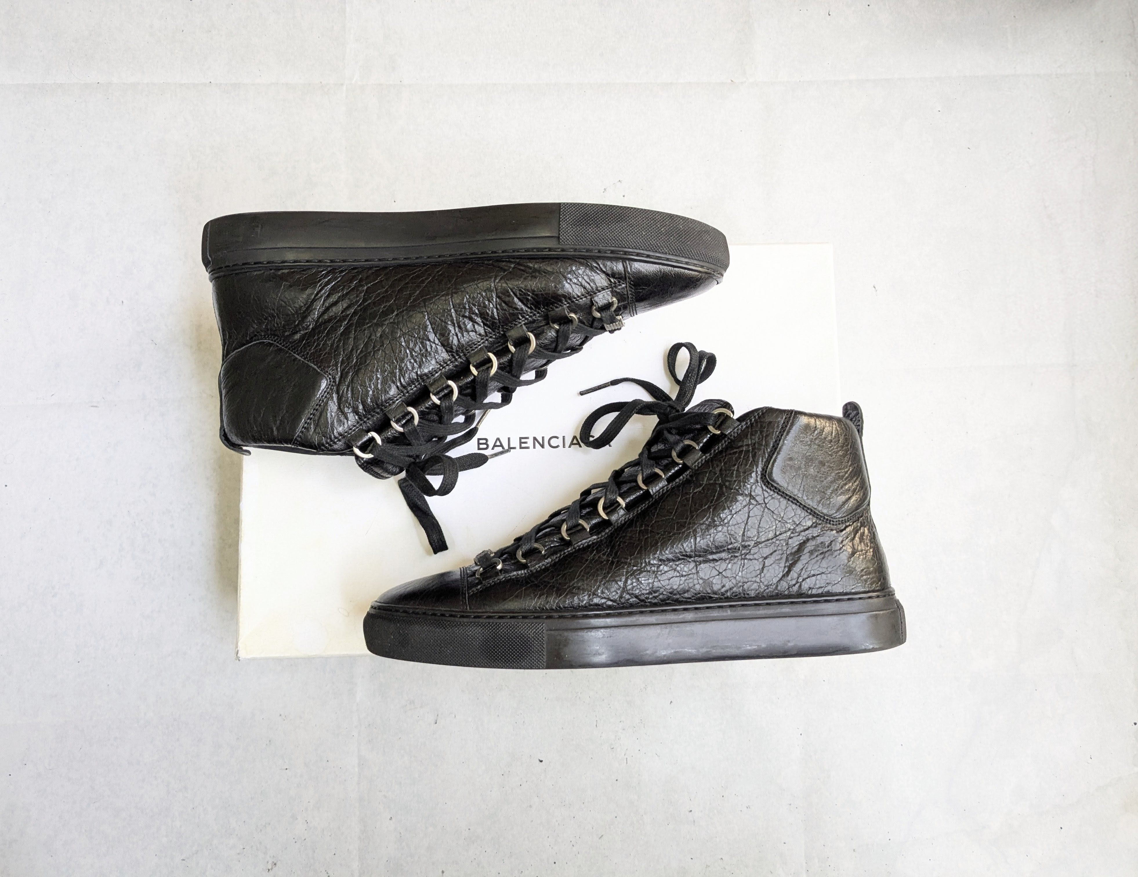Balenciaga Balenciaga Arena Sneakers Black 9 High Tops Leather Size US 9 / EU 42 - 1 Thumbnail