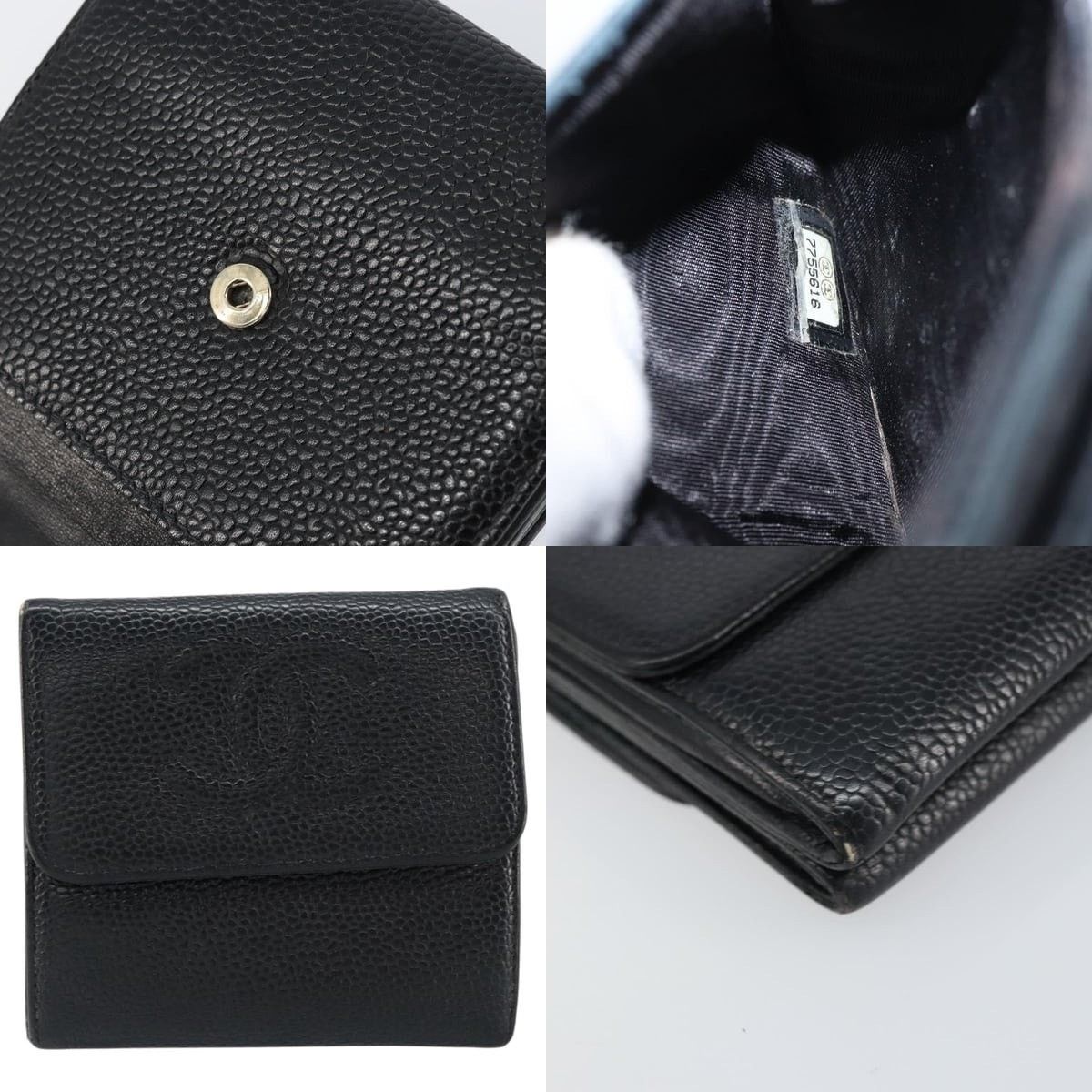 Chanel Chanel Wallet Caviar Skin Black Gold CC Size ONE SIZE - 5 Thumbnail