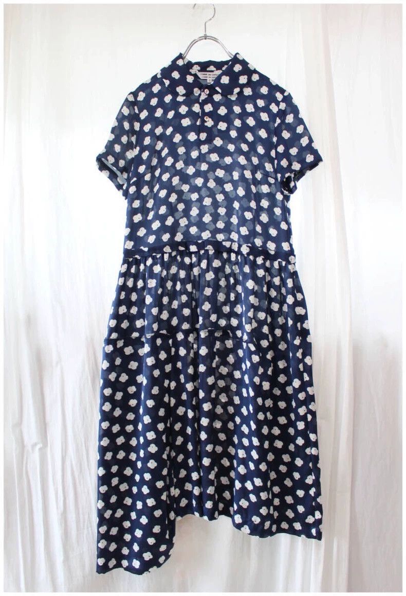 Comme des Garcons Comme Des Garcons Navy White Floral Cute Dress Size S / US 4 / IT 40 - 1 Thumbnail