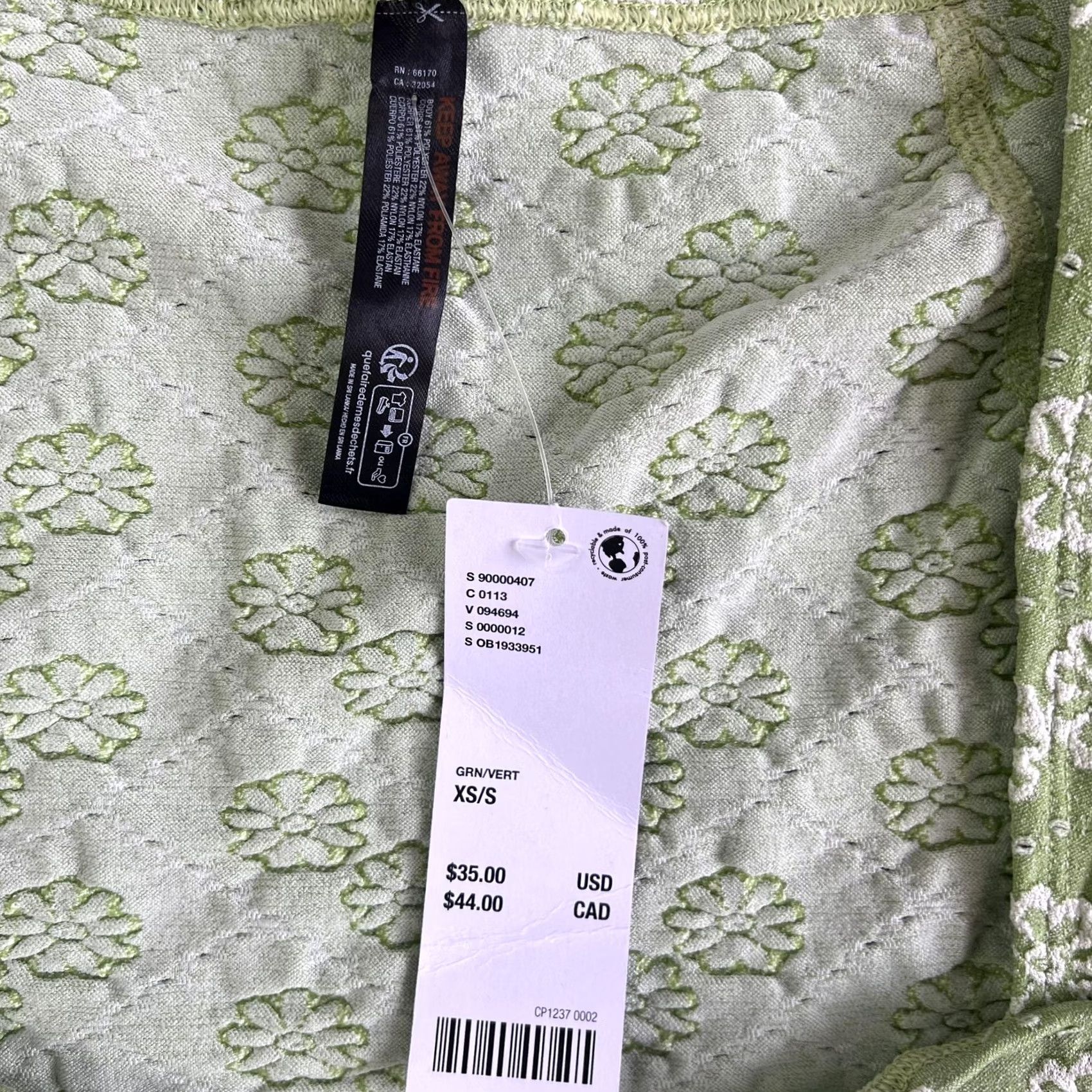 Vintage VINTAGE Green Floral Cropped Tank Top Womens XS/S V Neck Stretch Knit Sleeveless Size XS / US 0-2 / IT 36-38 - 2 Thumbnail