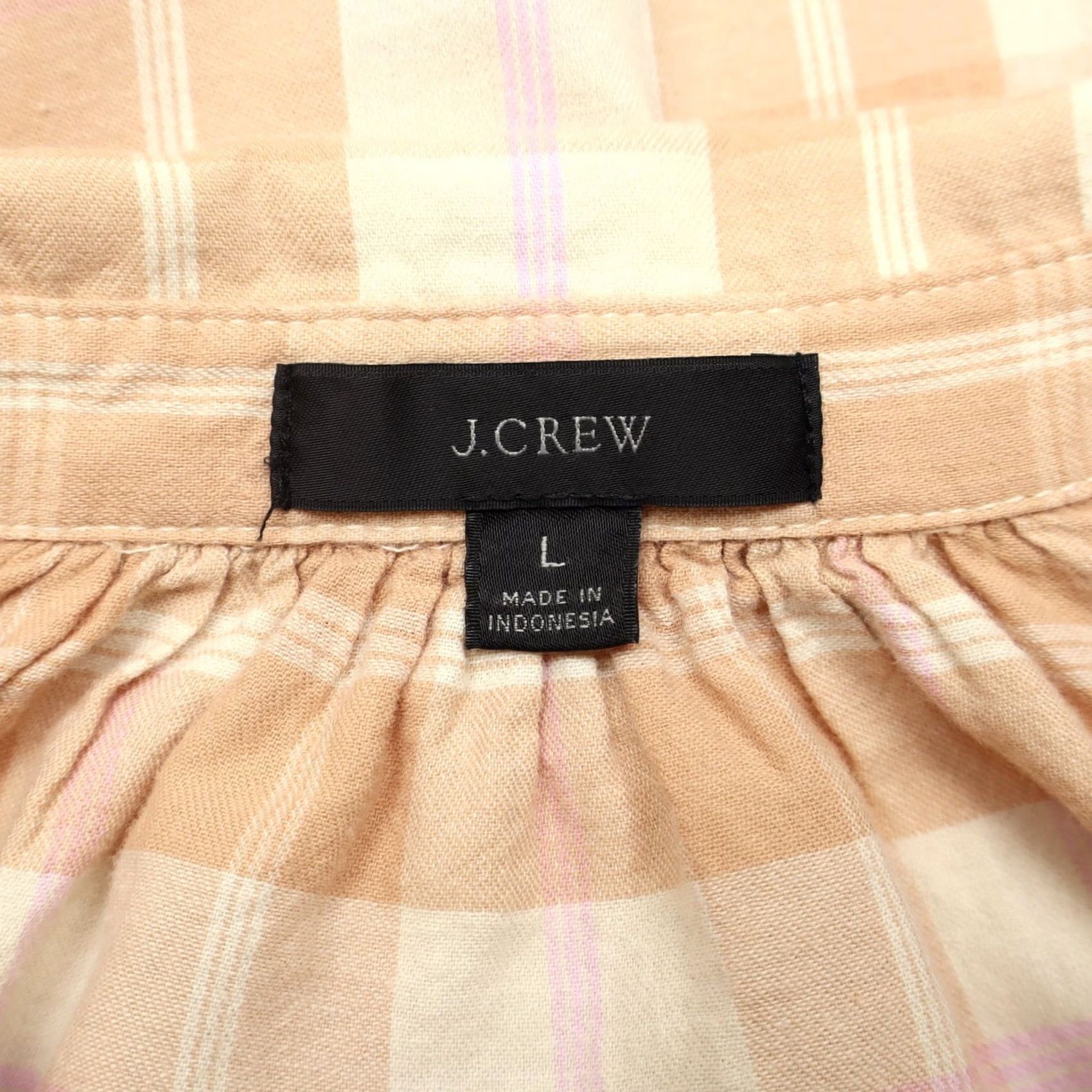 J.Crew J. Crew Shirt Womens Plaid Flannel Peach Pink Size L Cotton Light 100% Button Collar Casual Regular Long Sleeve Balloon Sleeve Vintage No Size L / US 10 / IT 46 - 6 Thumbnail