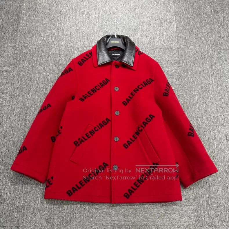 Balenciaga Balenciaga Leather Collar All-Over Printed Wool Blazer Size US S / EU 44-46 / 1 - 1 Thumbnail
