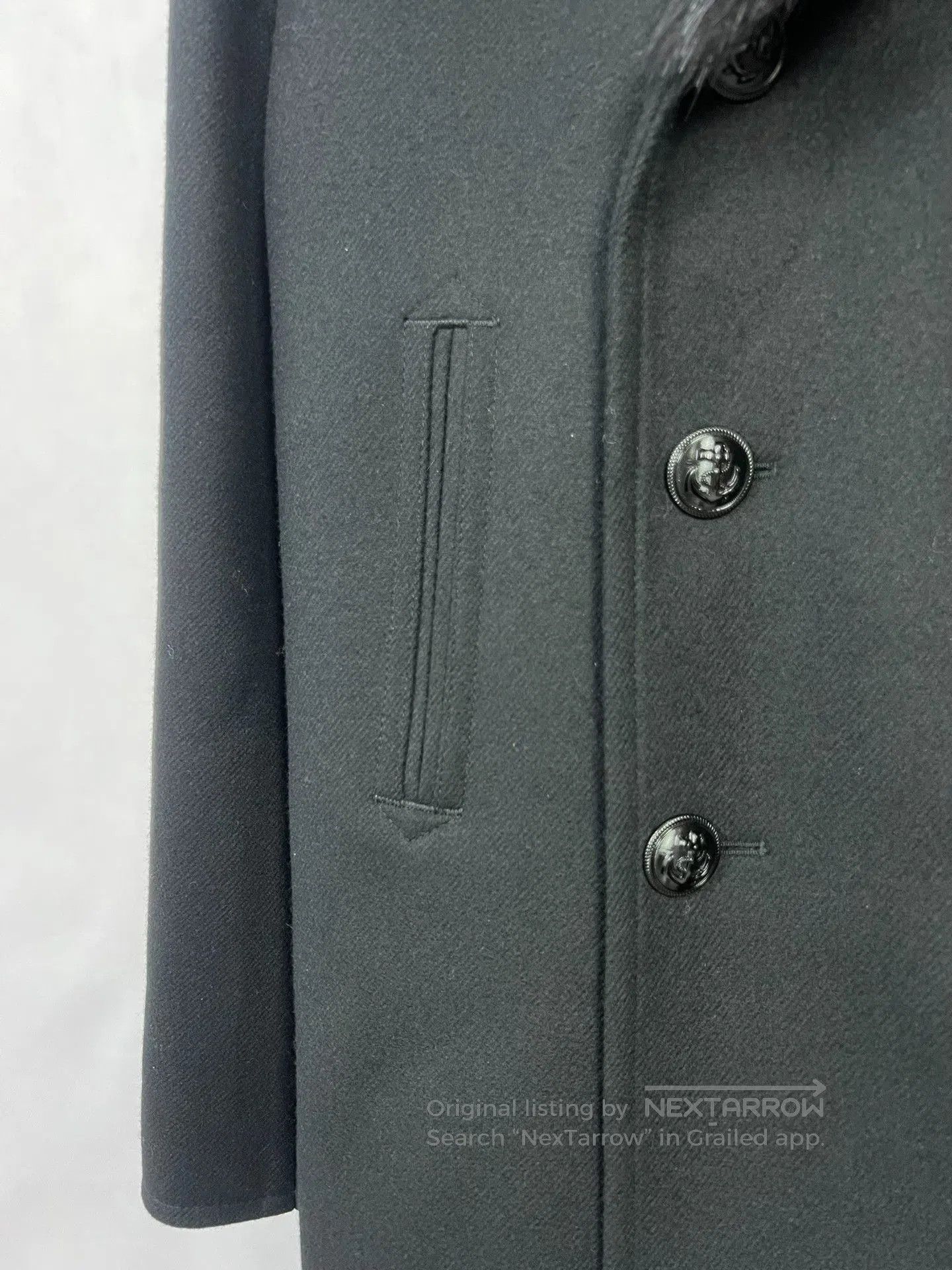 Saint Laurent Paris Saint Laurent Black Wool Coat with Fur Collar. Size US M / EU 48-50 / 2 - 4 Thumbnail