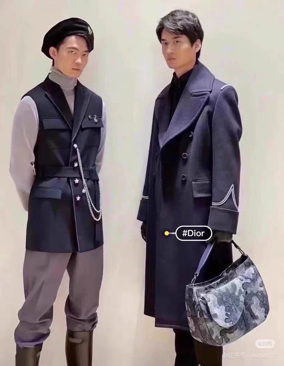 Dior Dior 21aw Men's Navy Artist Collab Wool Overcoat Size US S / EU 44-46 / 1 - 3 Thumbnail