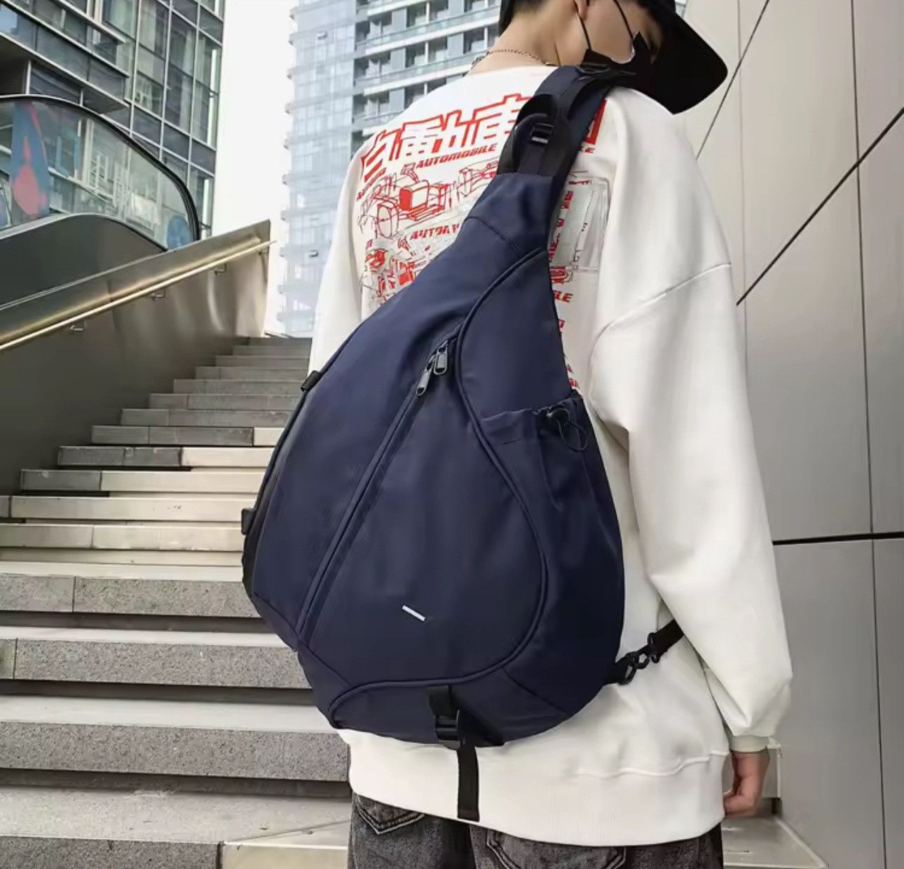 Japanese Brand Sling Chest Bag - Modern Minimalist Nylon Crossbody Size ONE SIZE - 1 Thumbnail