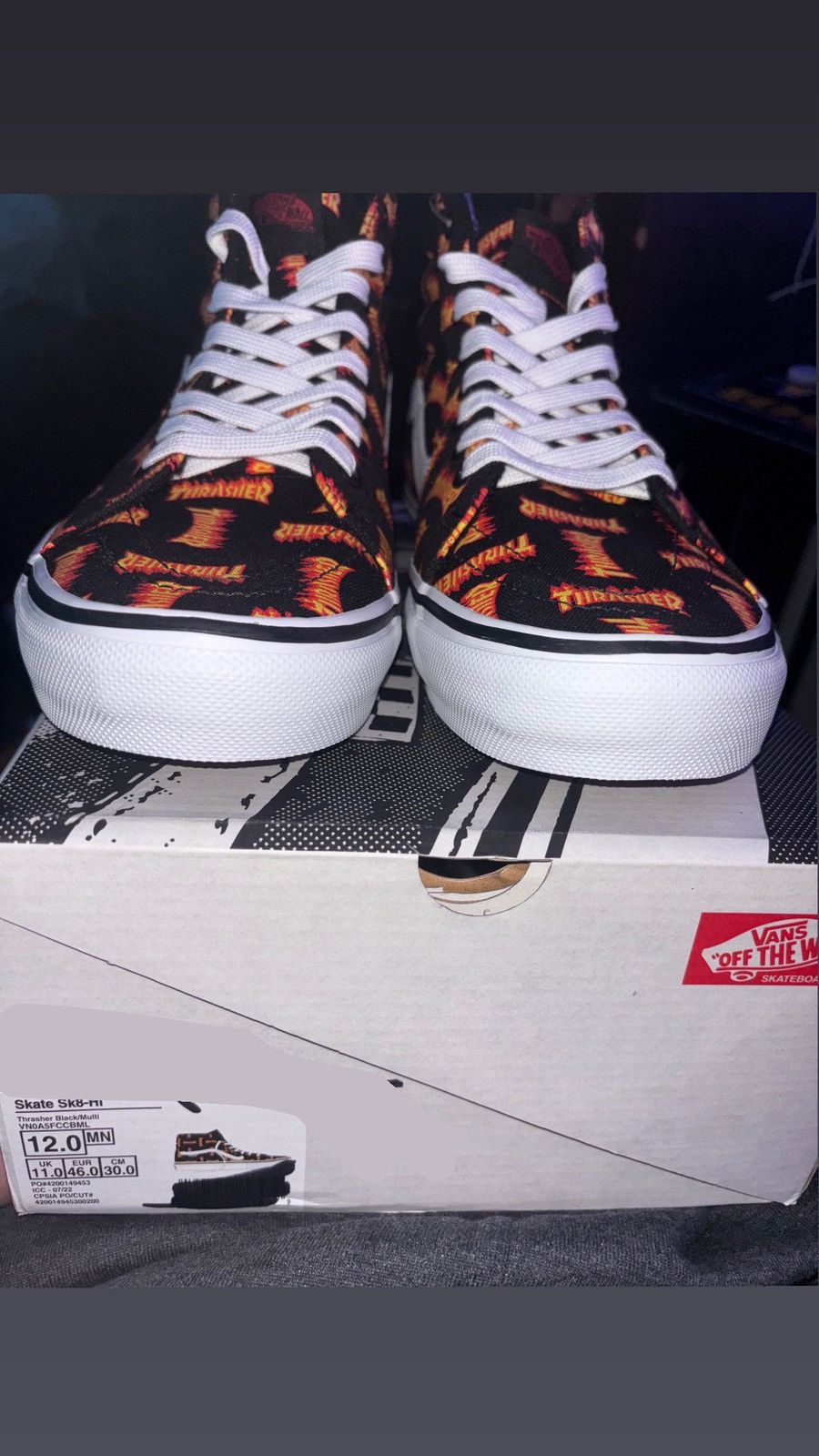 Vans Vans Sk8-Hi “Thrasher Allover Logo” Size US 12 / EU 45 - 7 Thumbnail