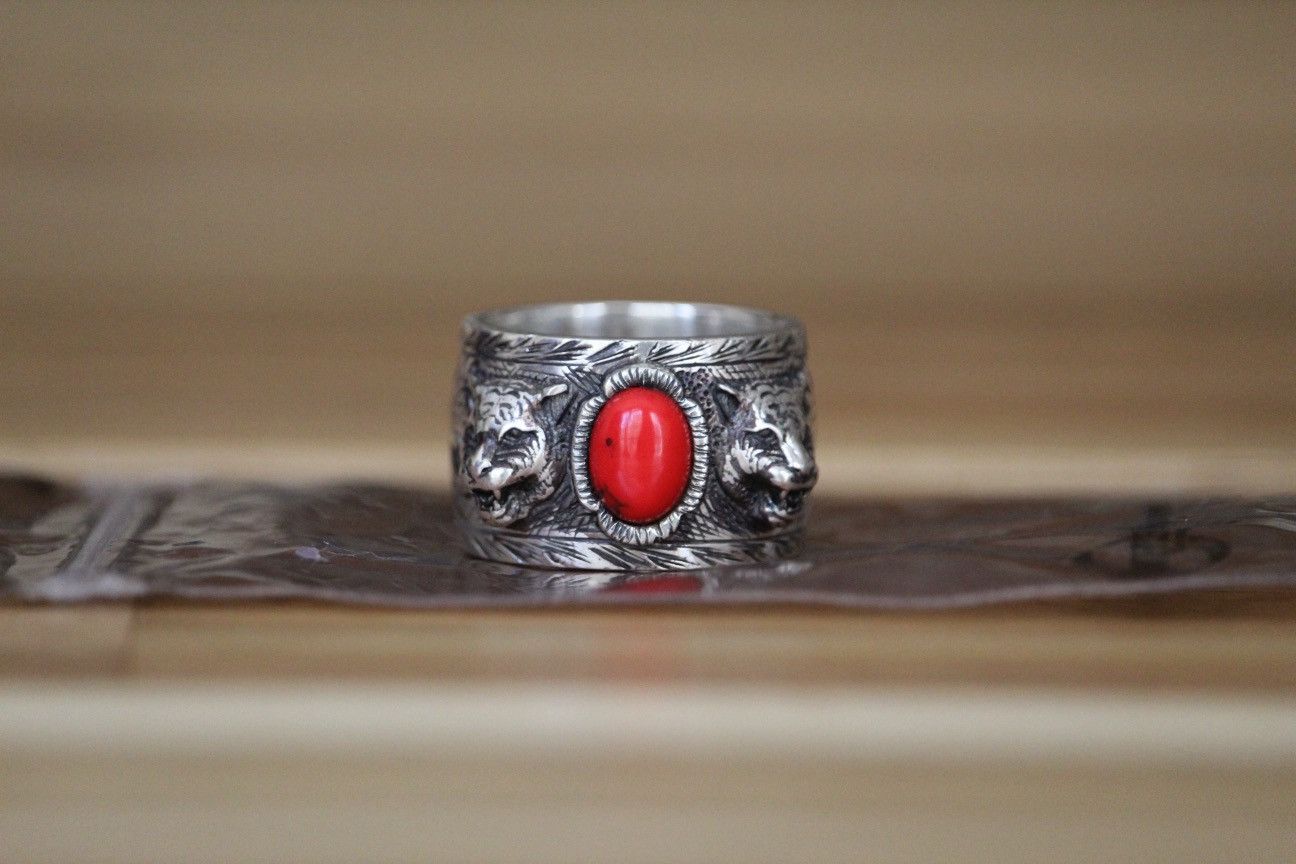 Gucci Gucci Red Stone Garden Ring Size ONE SIZE - 1 Thumbnail