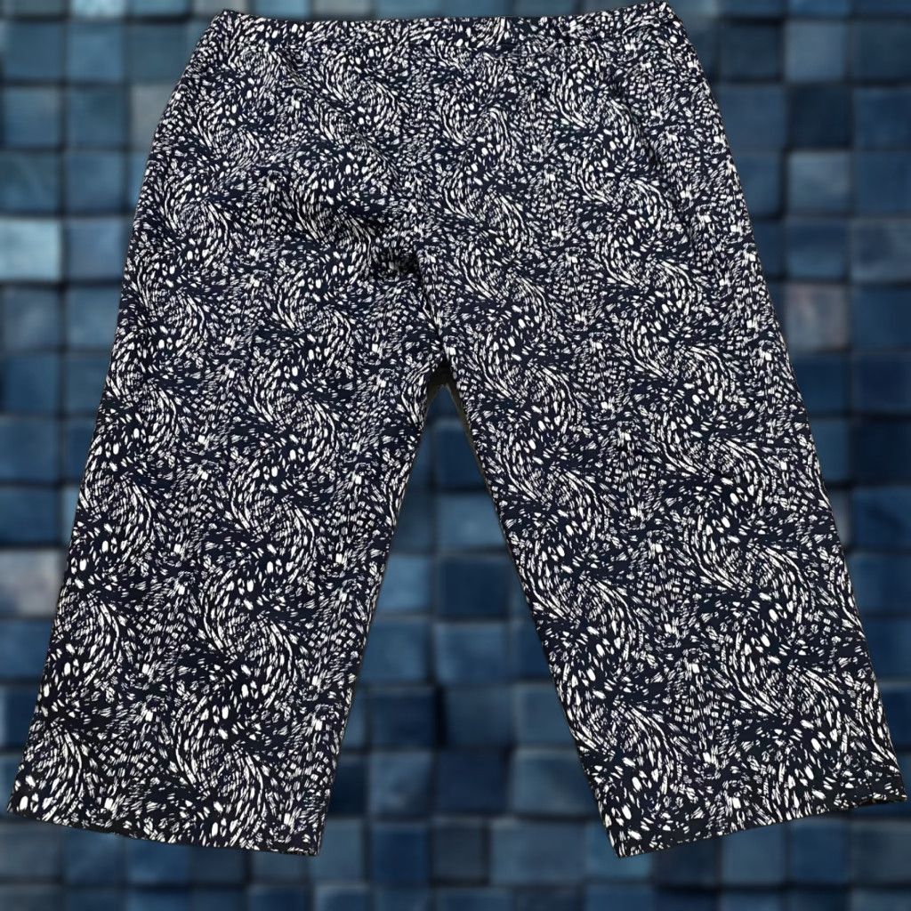 Coldwater Creek Coldwater Creek Womens 18 Plus Pants Blue Geometric Straight Capri High Rise Capri Pants Plus Size Blue Geometric Classic Casual Womens Size 40" / US 18 - 1 Thumbnail
