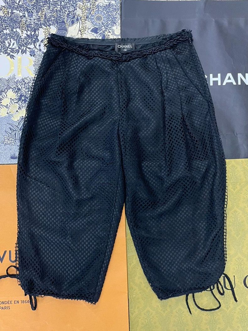 Chanel chanel Black mesh lace-up pants Size 25" / US 0 / IT 36 - 1 Thumbnail