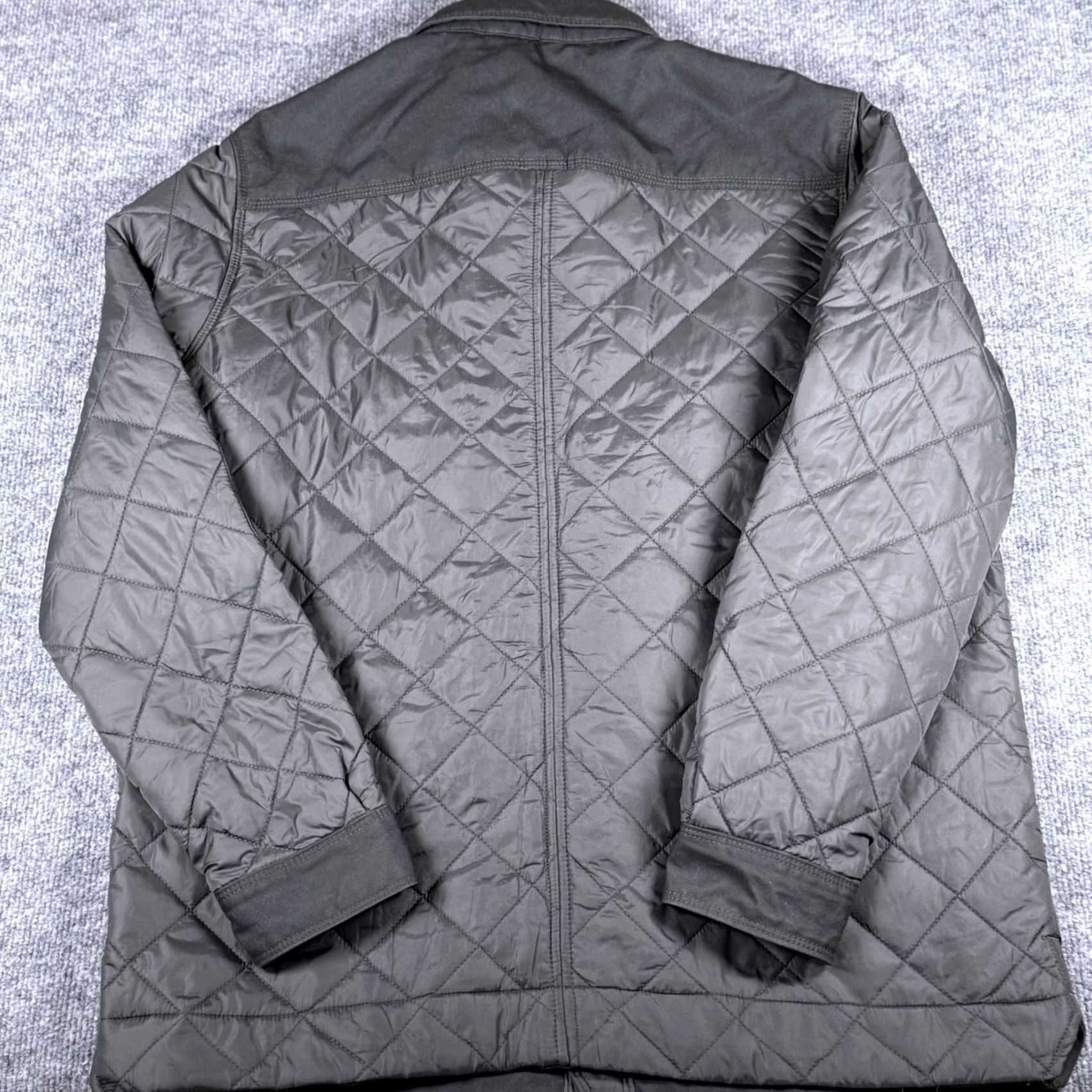 Vintage Mens Quilted Jacket XL Gray Reinforced Elbow Patch Utility Coat Cassius USA Button Zip Long Sleeve Casual Workwear Size US XL / EU 56 / 4 - 6 Thumbnail