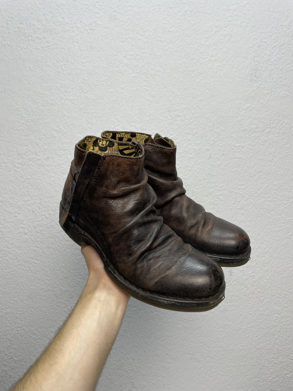 If Six Was Nine Vintage Italian AS 98 Rick Owens Style Leather Biker Boots Size US 5.5 / EU 38 - 4 Thumbnail