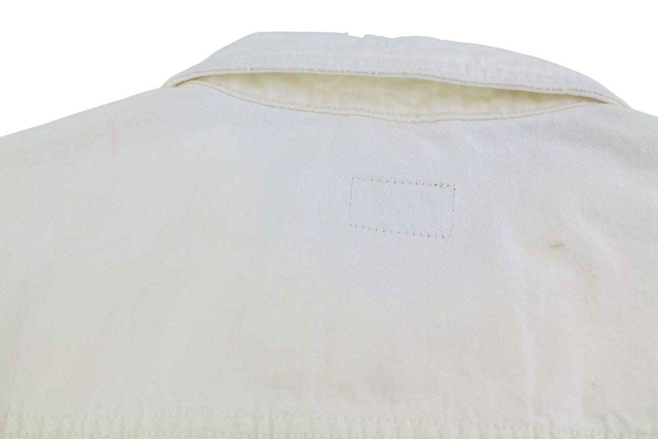 Nudie Jeans BILLY L Pitch White Worn Polo Unlined Light Jacket 82425 Size US L / EU 52-54 / 3 - 12 Thumbnail