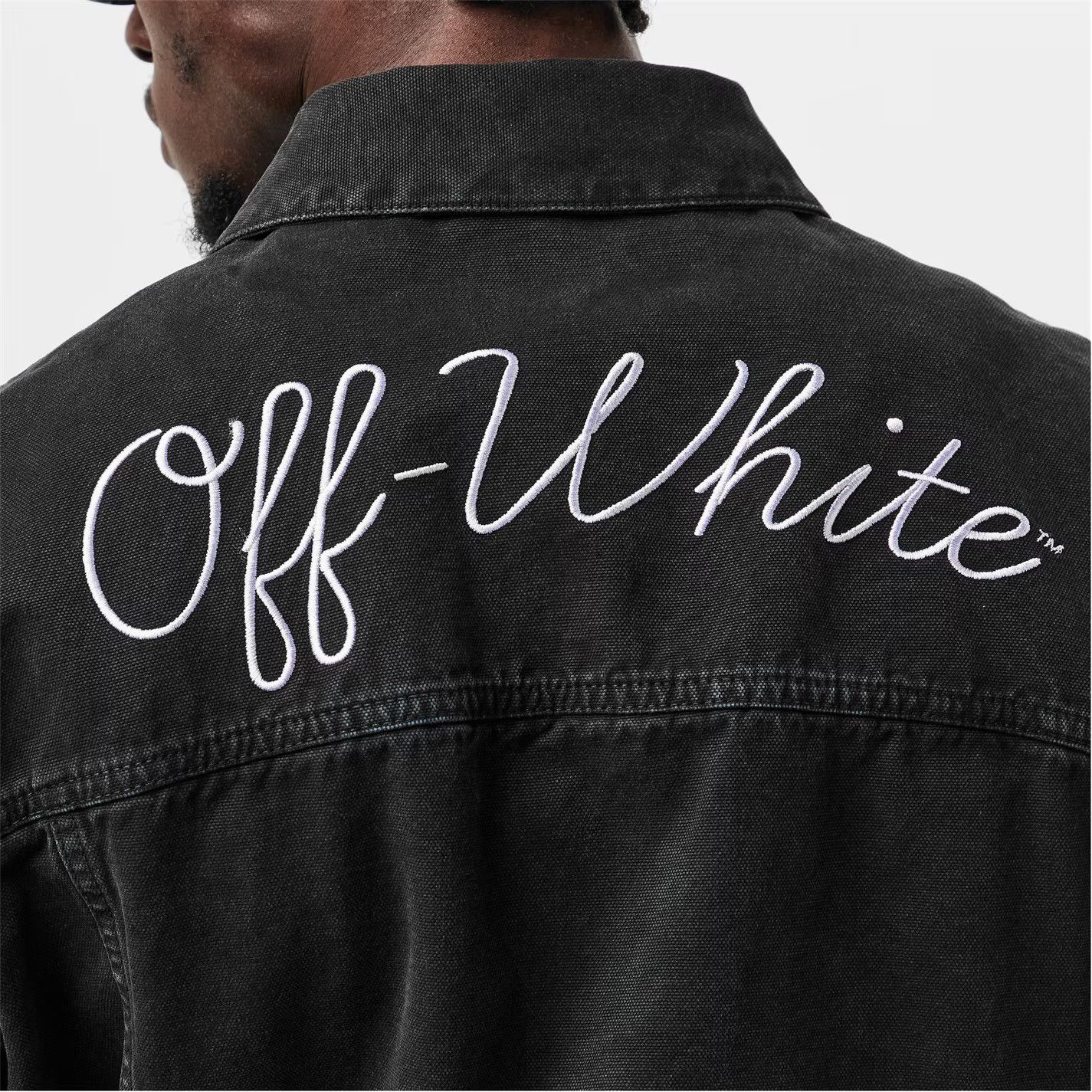 Off-White o1g2r1mq0326 Embroidered Denim Varsity Jacket in Black Size US S / EU 44-46 / 1 - 5 Thumbnail