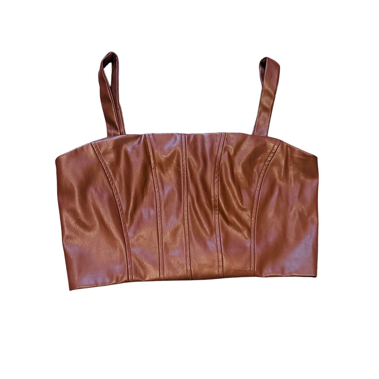 Jason Wu Jason Wu NWT Brown Faux Leather Crop Top Size Small Size S / US 4 / IT 40 - 1 Thumbnail