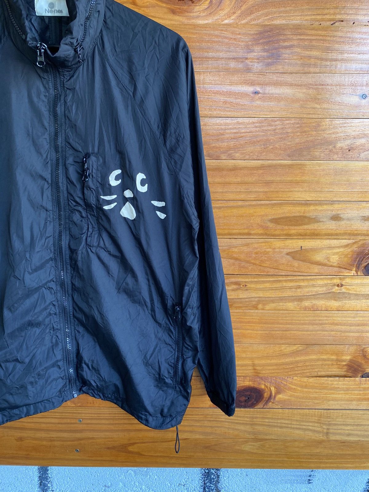 Ne-Net Ne-net Black Cat Face Nylon Windbreaker Jacket – Japan Size US M / EU 48-50 / 2 - 6 Thumbnail