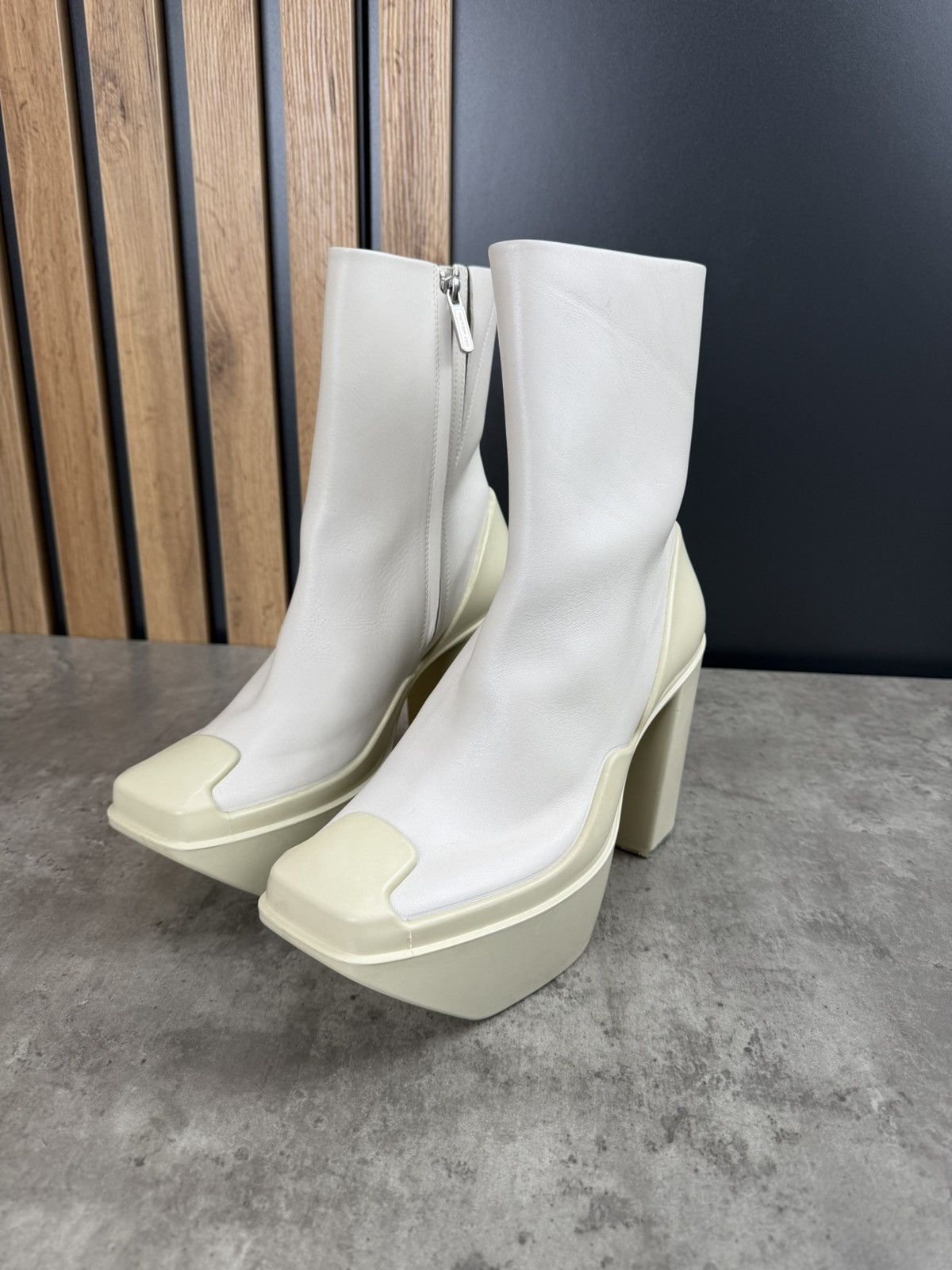 Peter Do at.kollektive x Peter Do Leather Platform Ankle Boots White Size US 10 / IT 40 - 3 Thumbnail