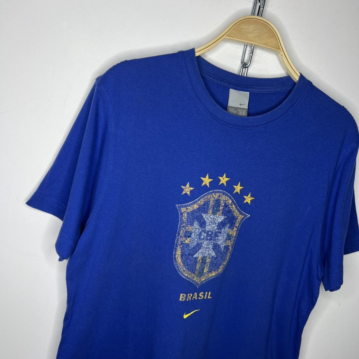 Nike × Vintage Vintage 90s Nike CBF Brazil Football Futball Blue T-shirt Size US M / EU 48-50 / 2 - 4 Thumbnail