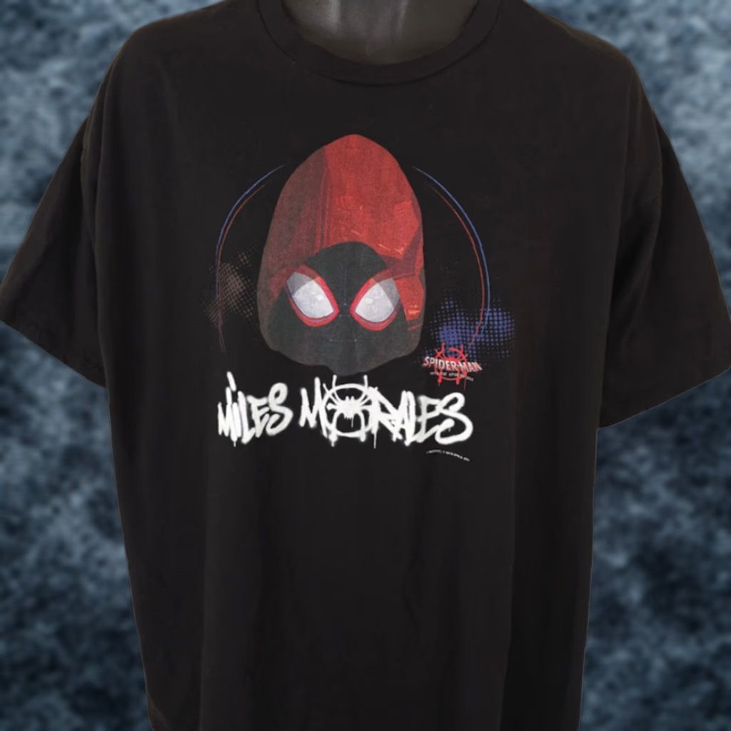 Vintage Marvel Spider-Man Into The Spider-Verse T Shirt Mens 2XL Black Miles Morales Size US XXL / EU 58 / 5 - 1 Thumbnail