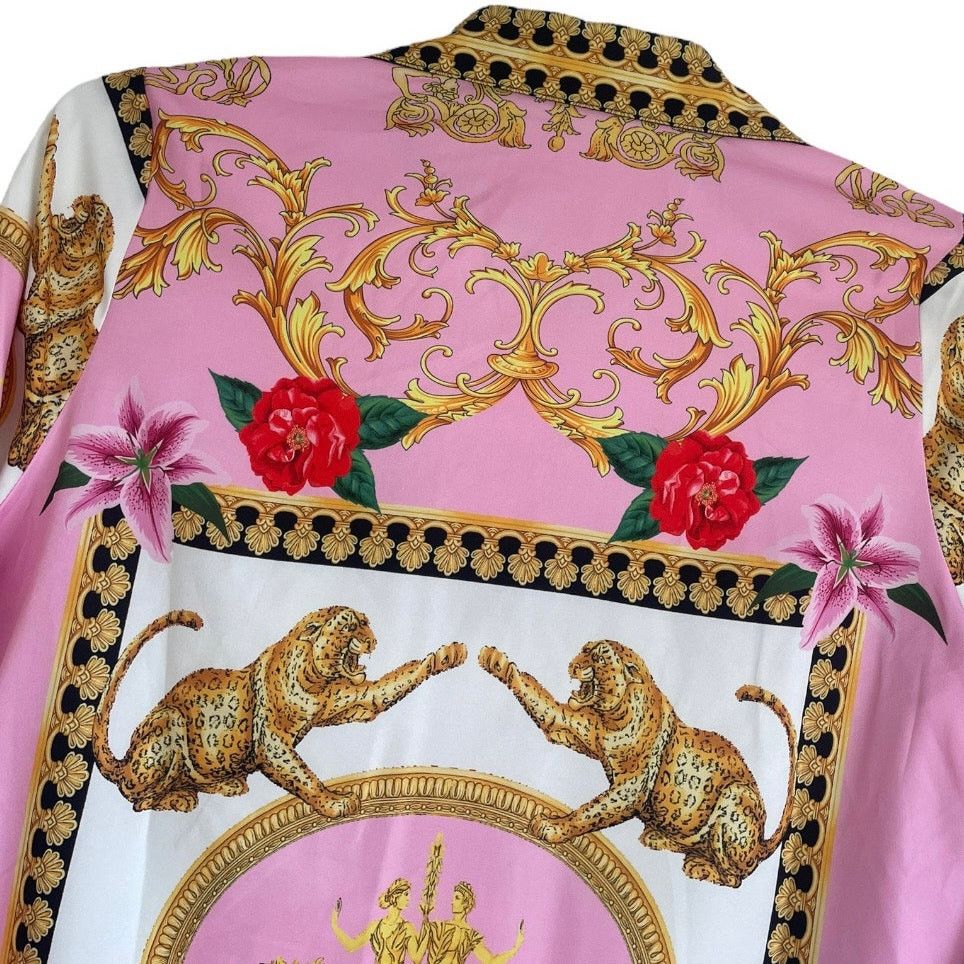 Other Beautiful Oriental Print Pink Tiger Button Down Blouse Size L / US 10 / IT 46 - 5 Thumbnail