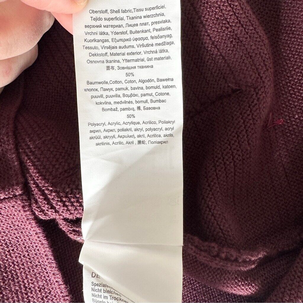 Other Olsen Long Sleeve Mock Neck Full Zip Ribbed Sweater Maroon Size S / US 4 / IT 40 - 14 Thumbnail