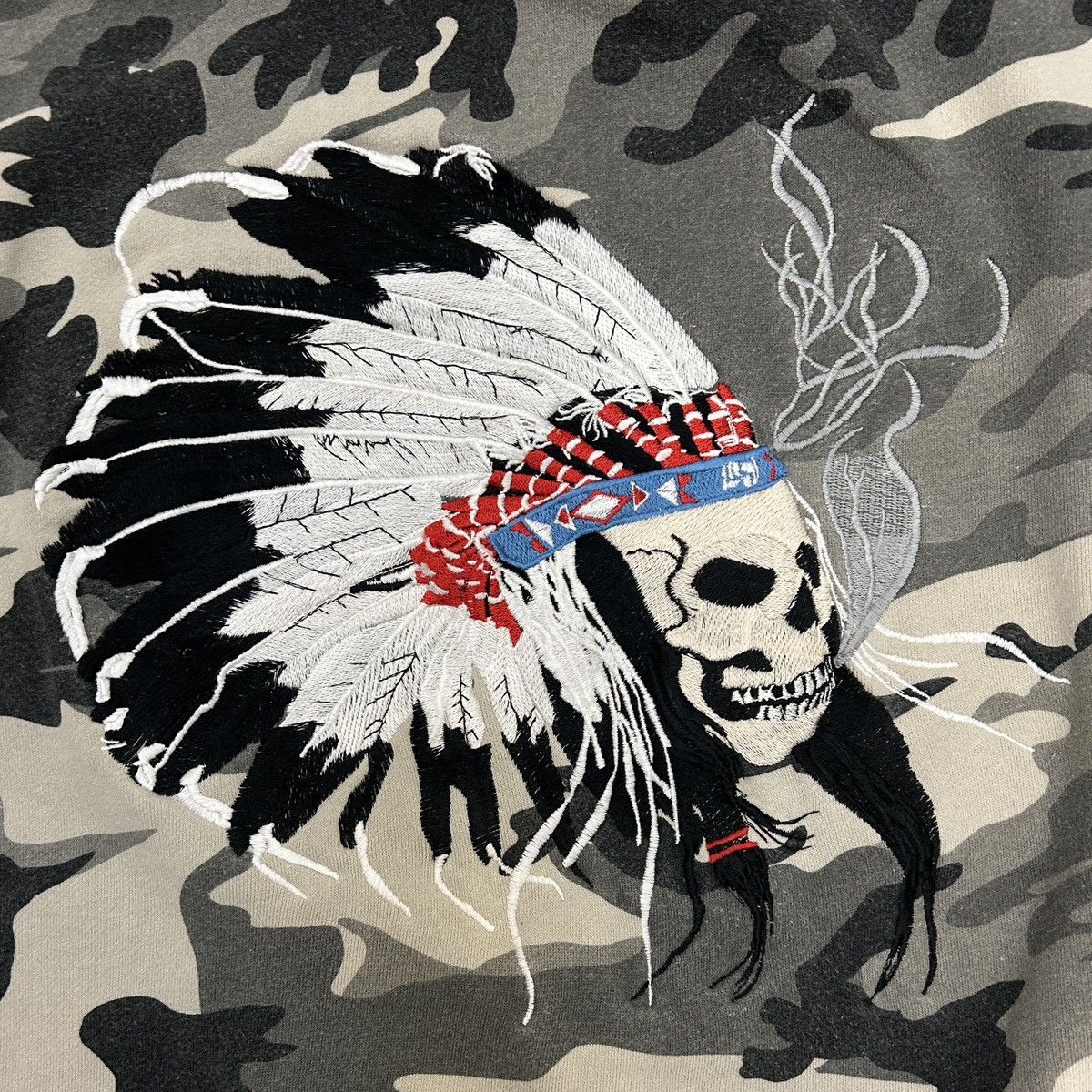 Vintage Y2K Camo Skull Hoodie – Oversized 3XL Size US XXL / EU 58 / 5 - 4 Thumbnail