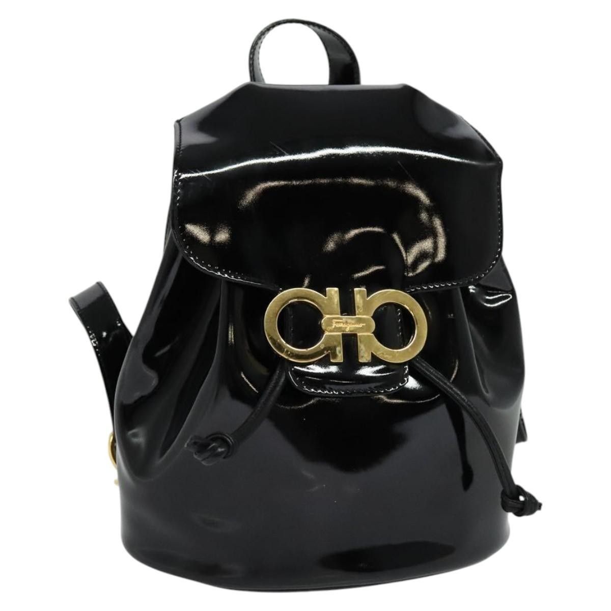 Salvatore Ferragamo Salvatore Ferragamo Gancini Flap Drawstring Backpack Patent leather Size ONE SIZE - 1 Thumbnail