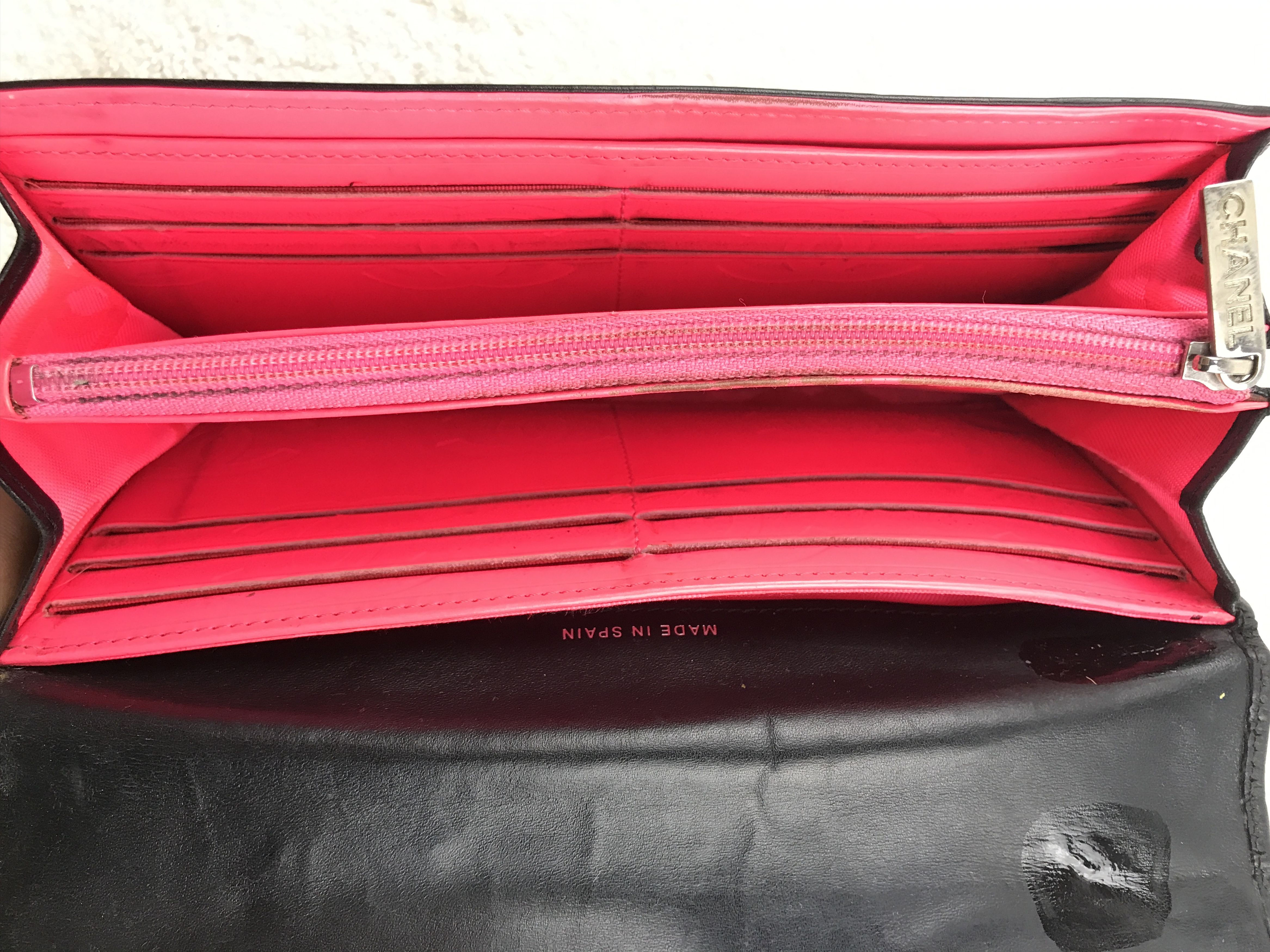 Chanel × Vintage Chanel Cambon Line Coco Mark Long Wallet Black Pink Lambskin Size ONE SIZE - 14 Thumbnail