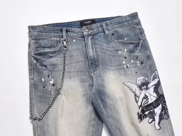 Japanese Brand VIBE High street ripped angel print chain jeans Size US 32 / EU 48 - 5 Thumbnail