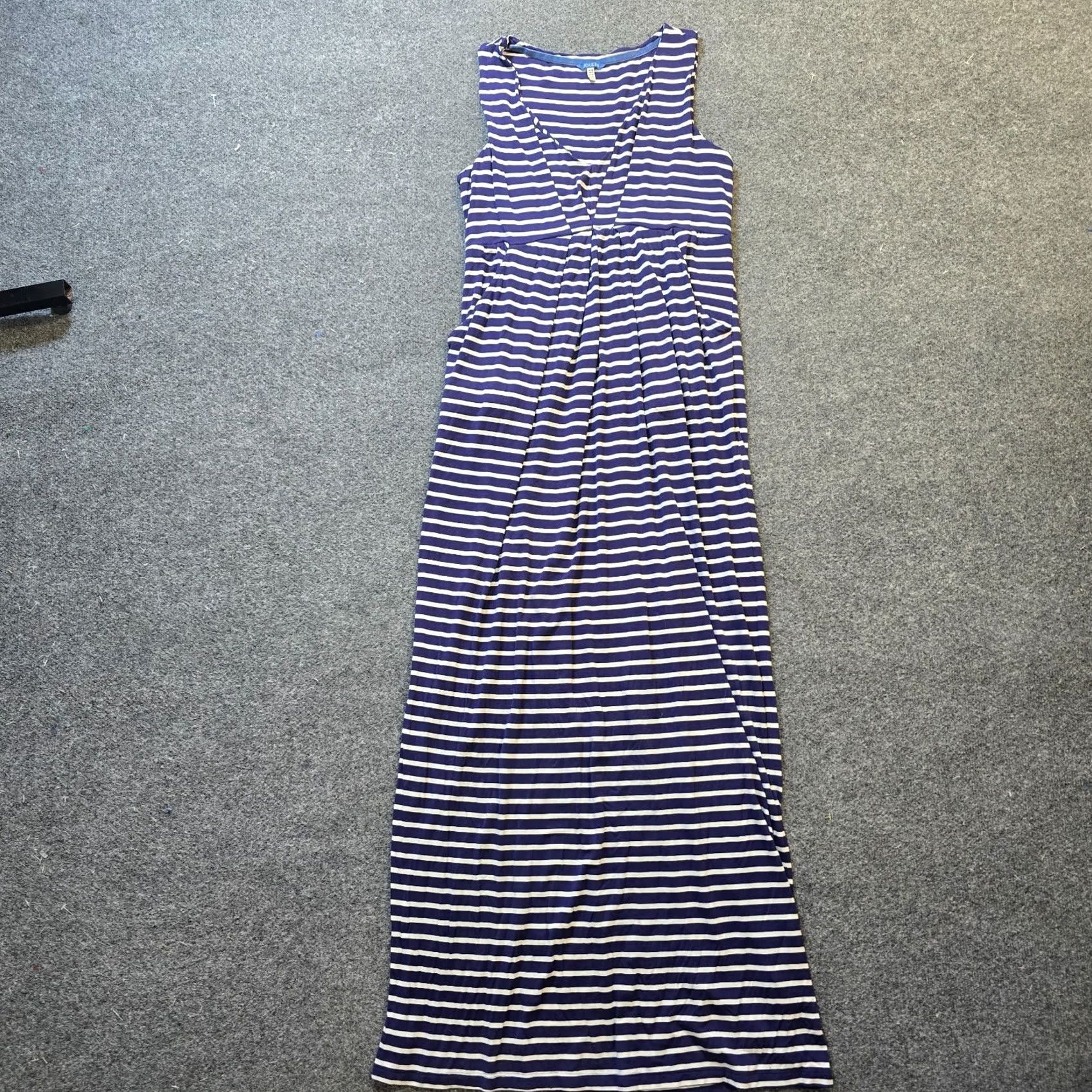 Vintage Joules Dress Womesn 12 Blue White Striped Maxi Stretchy Pockets Casual Capsule Size XL / US 12-14 / IT 48-50 - 2 Thumbnail