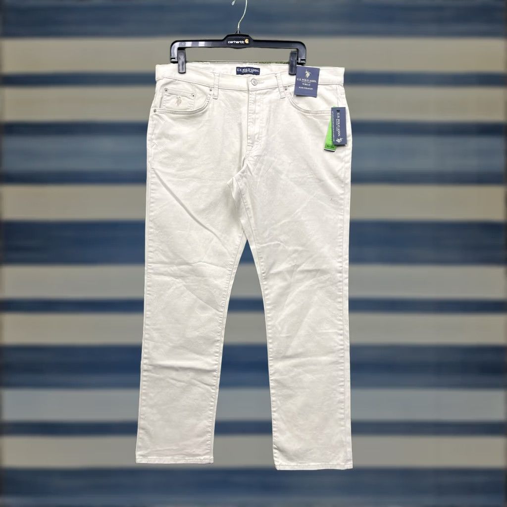 U.S. Polo Assn. U.S. Polo Assn. 5 Pocket Tech Pants Mens 38x32 Chino Casual Work Beige Cotton Canvas Logo Flat Front Straight Inseam 32 NWT Size US M / EU 48-50 / 2 - 1 Thumbnail