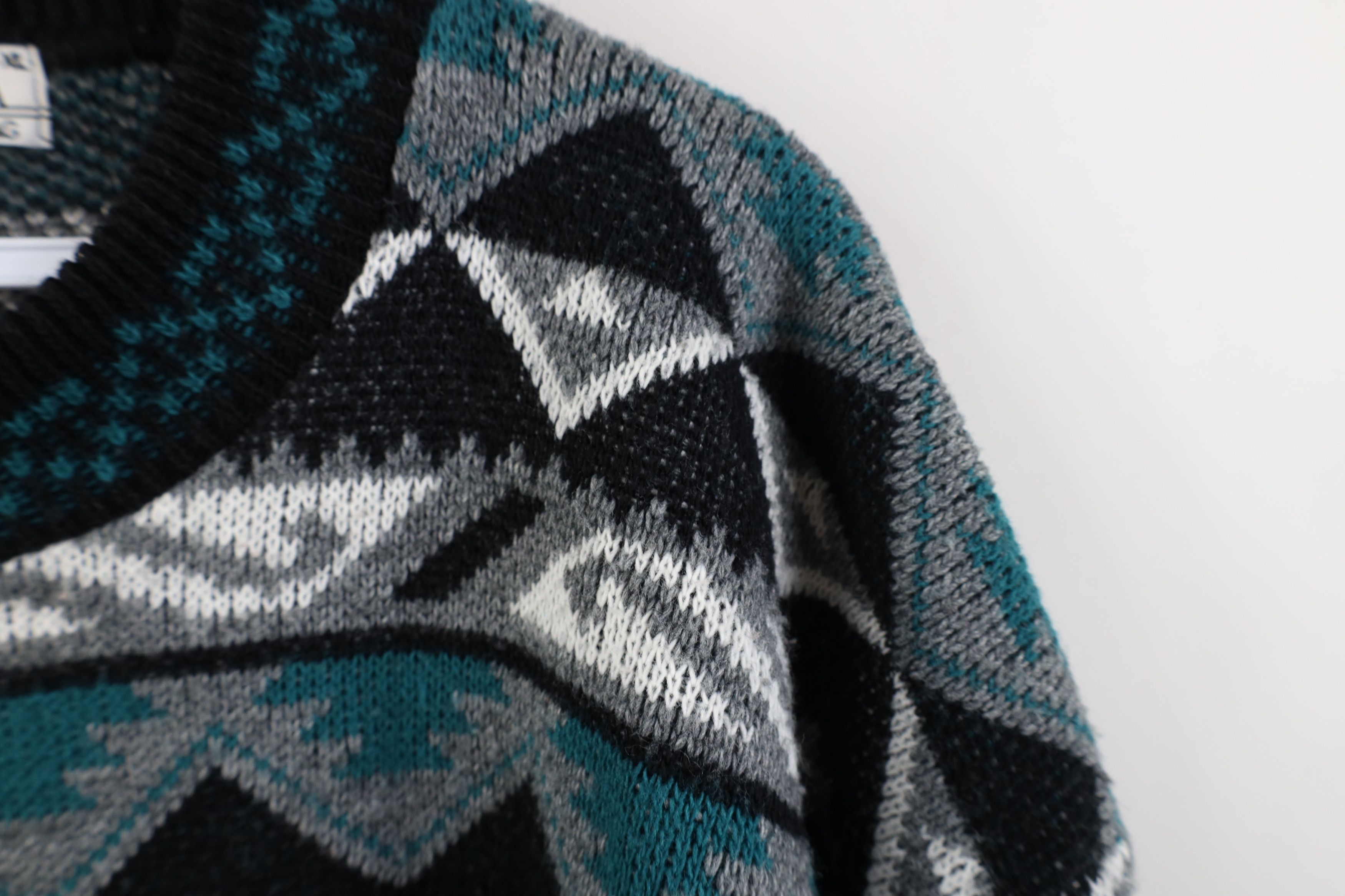 Vintage 90s Coogi Style Geometric Knit Sweater USA