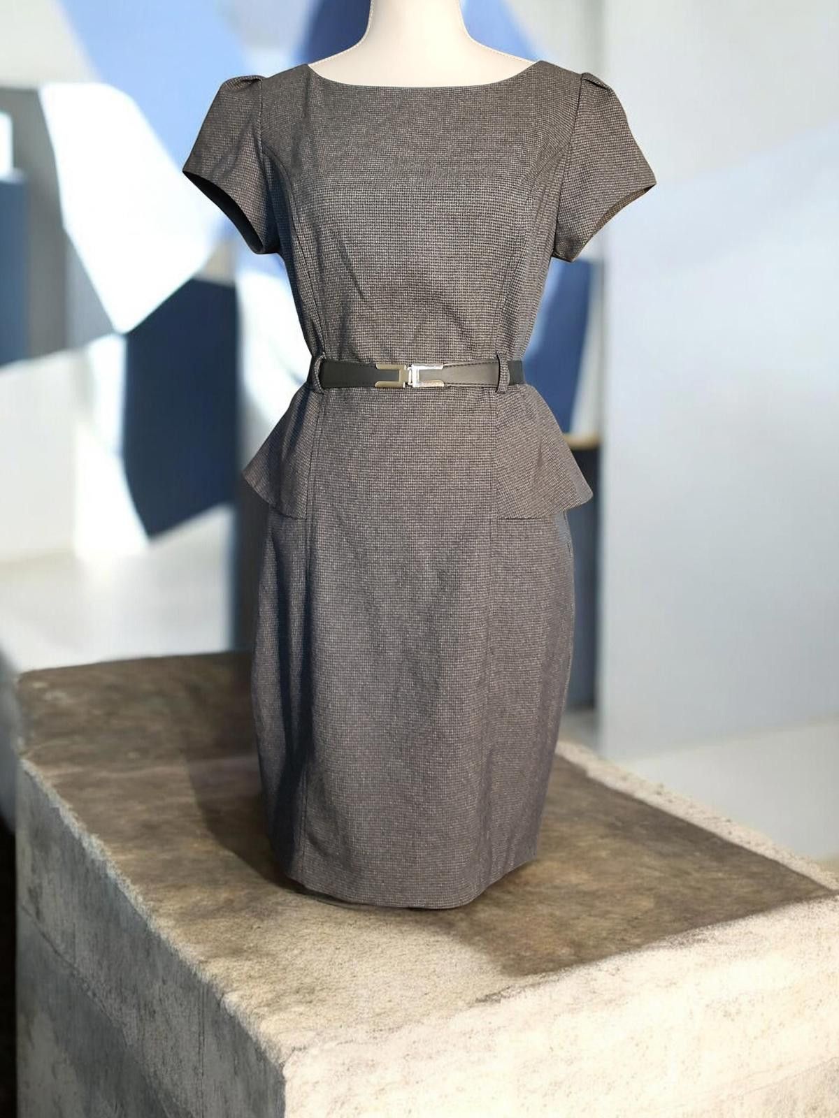 Other A. Byer Size 9 Gray Belted Peplum Dress Size M / US 6-8 / IT 42-44 - 2 Thumbnail