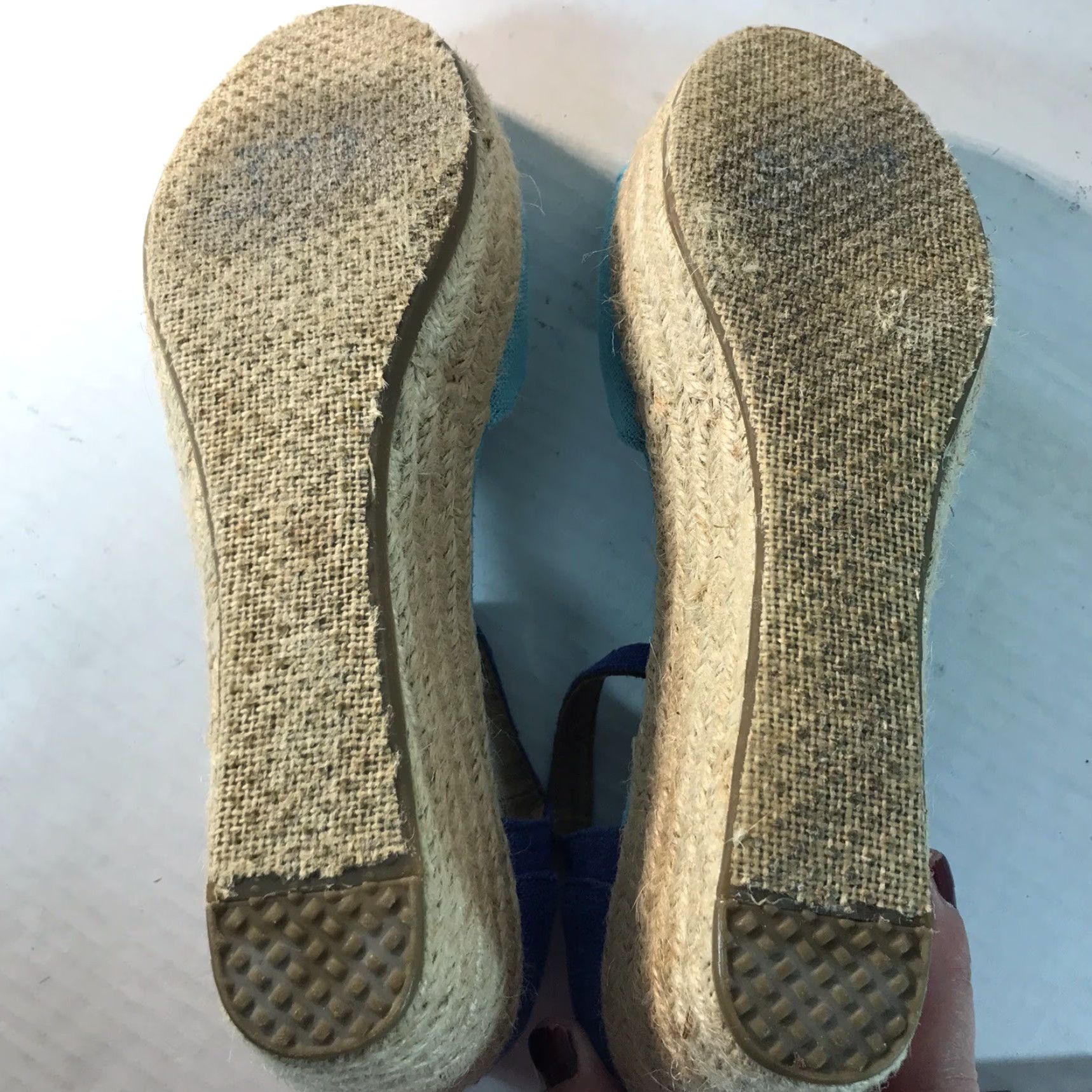 Toms TOMS Teal Blue Wedge Sandals Womens Size 7 Adjustable Buckle Espadrille 3.5in High Heel Bohemian Size US 5.5 / IT 35.5 - 6 Thumbnail