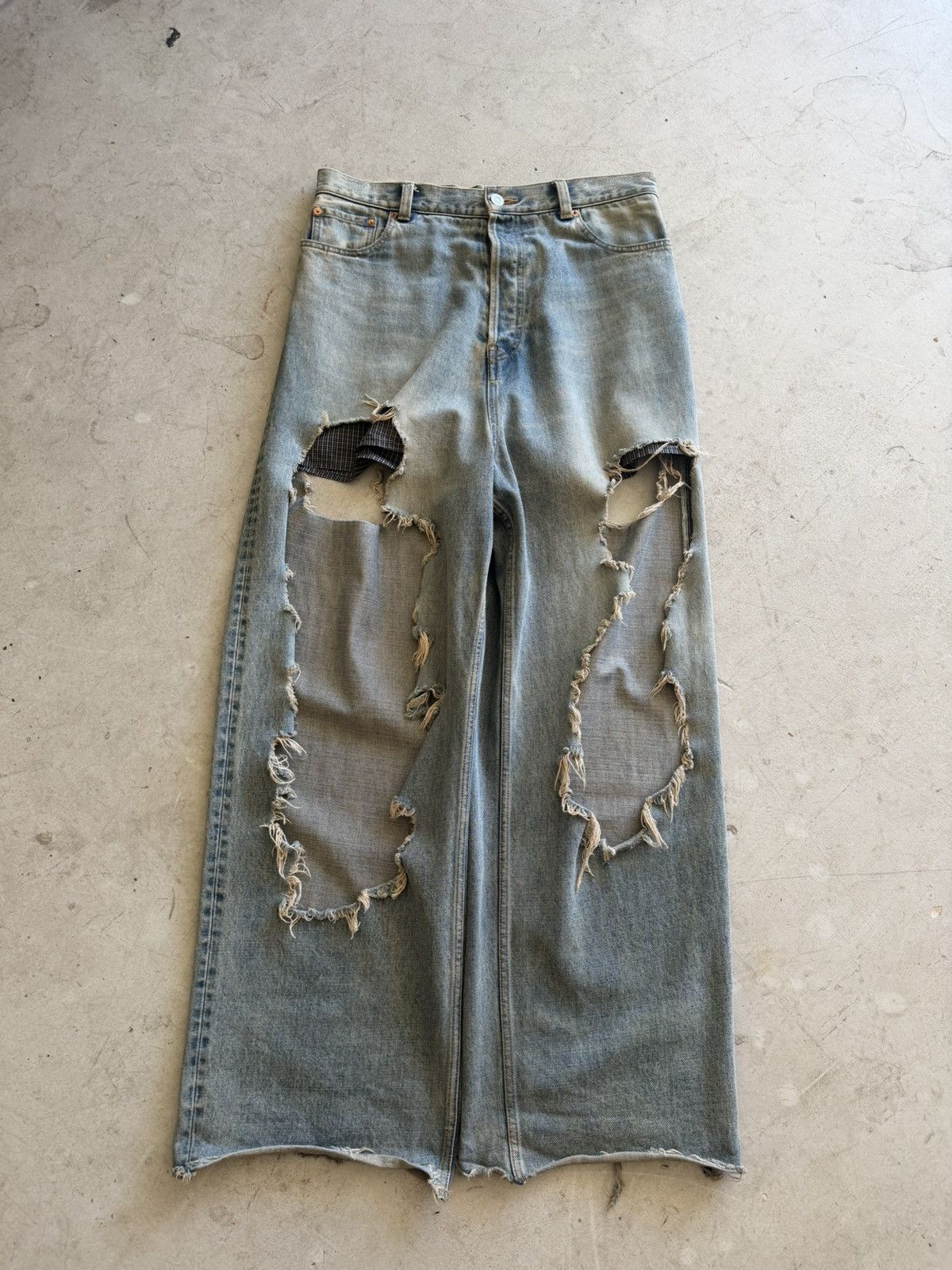 Balenciaga 2021 Afterworld Runway Destroyed Boxer Denim | Grailed