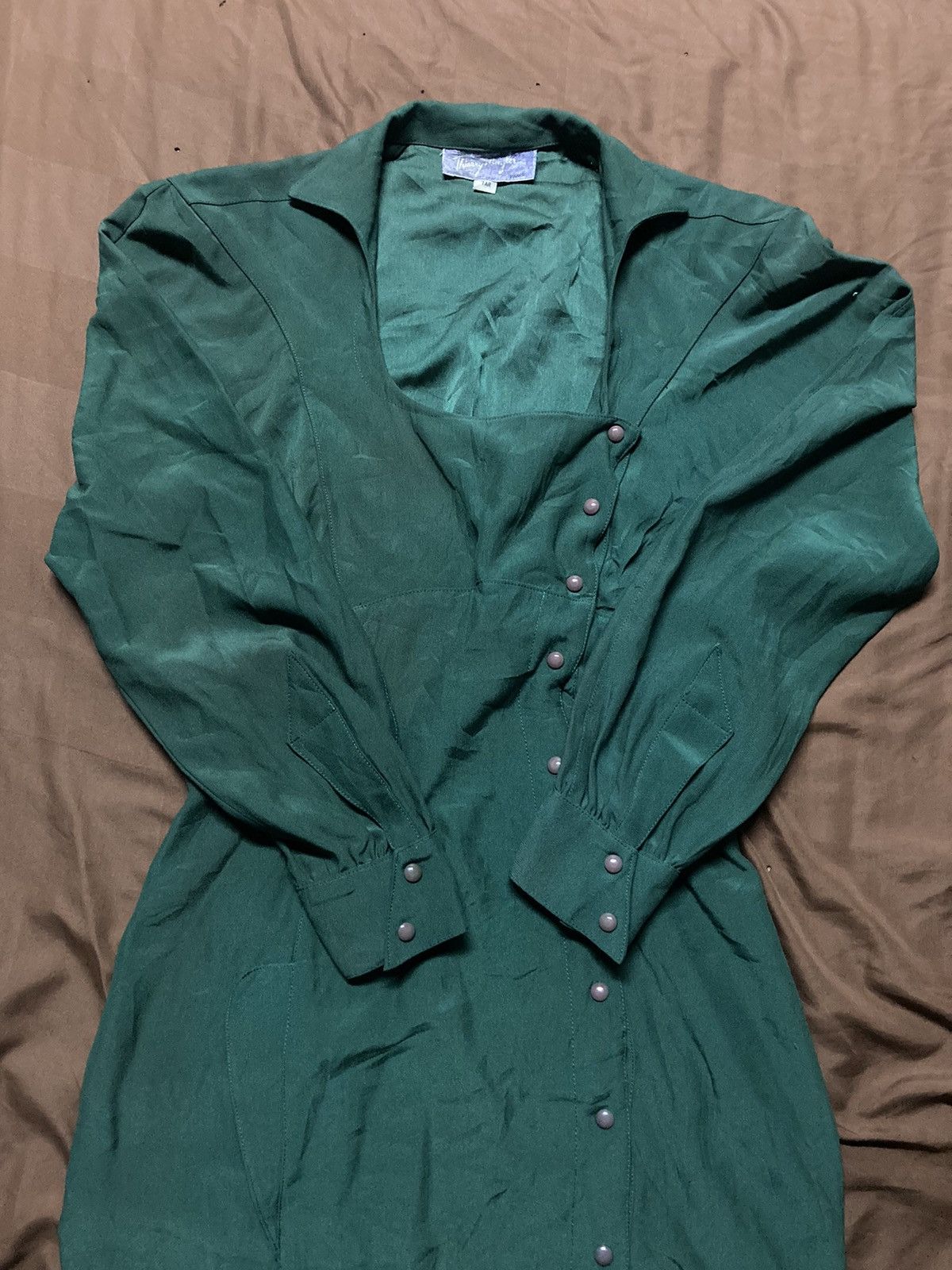 Vintage 90s Thierry Mugler Snap Button Green Dress