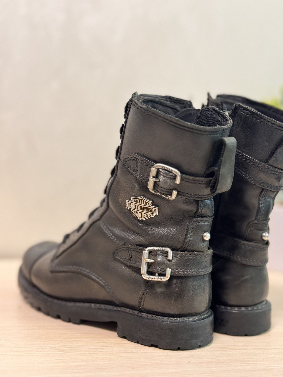 Vintage × Western Rise 90s Vintage Leather Cowboy Boots HARLEY DAVIDSON USA Size US 7 / IT 37 - 5 Thumbnail