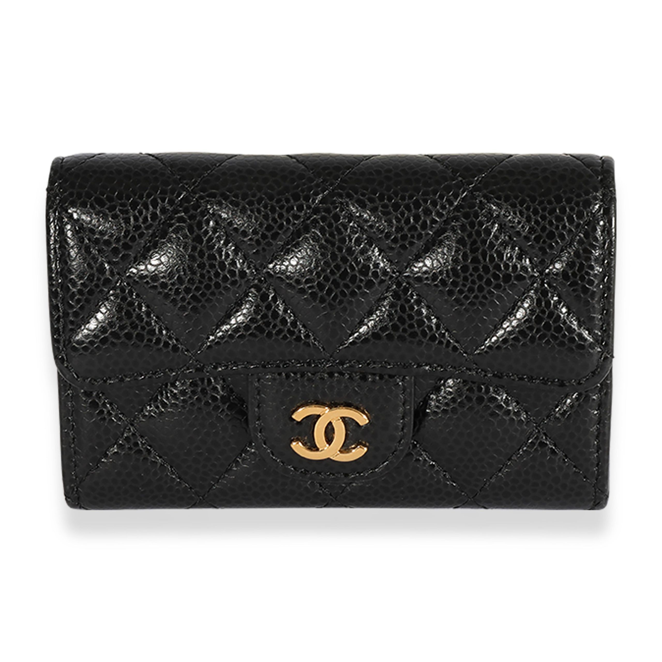Chanel Chanel Black Quilted Caviar Flap Card Holder Wallet Size ONE SIZE - 1 Thumbnail